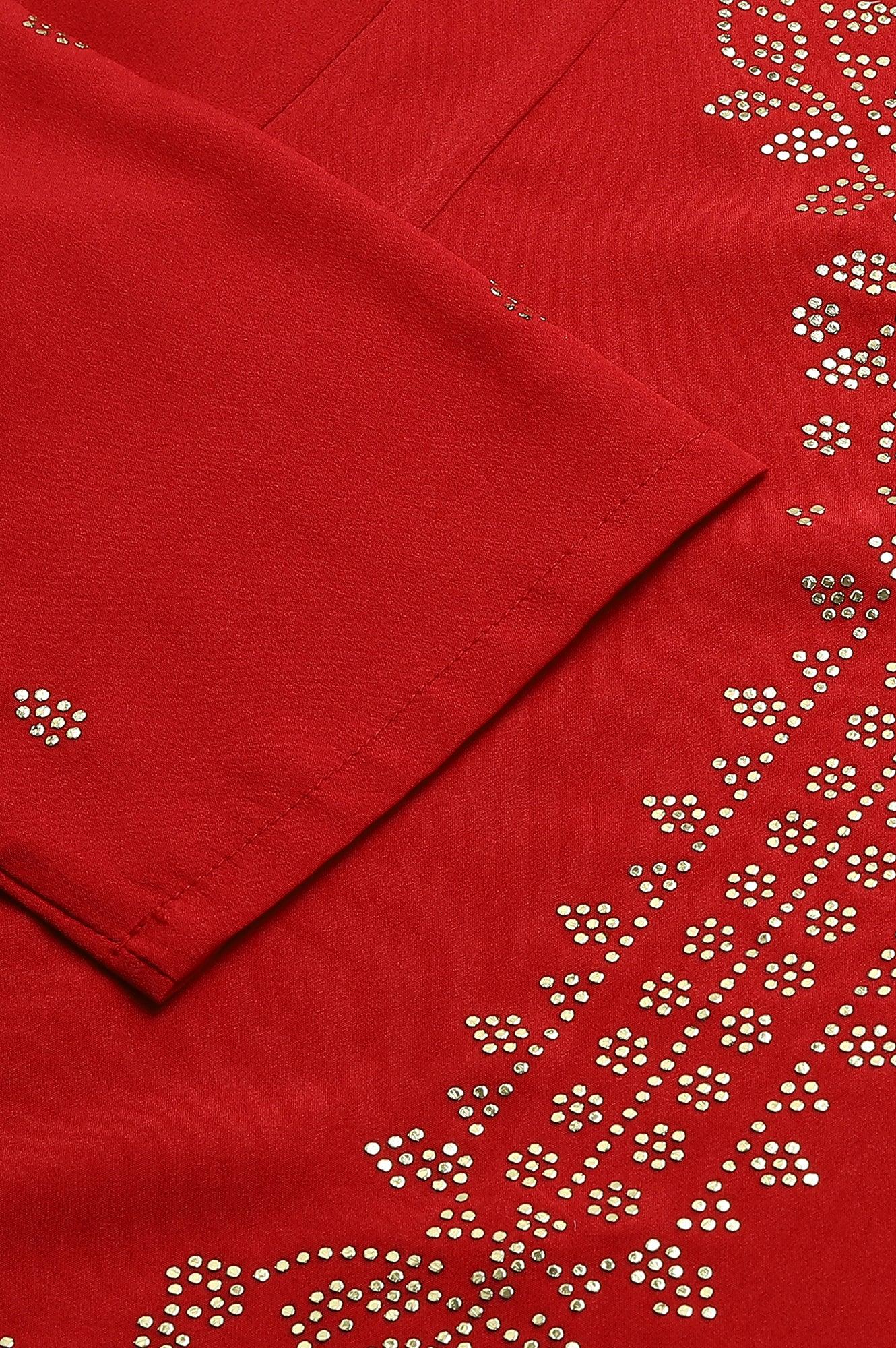 Red Mukaish Printed kurta - wforwoman