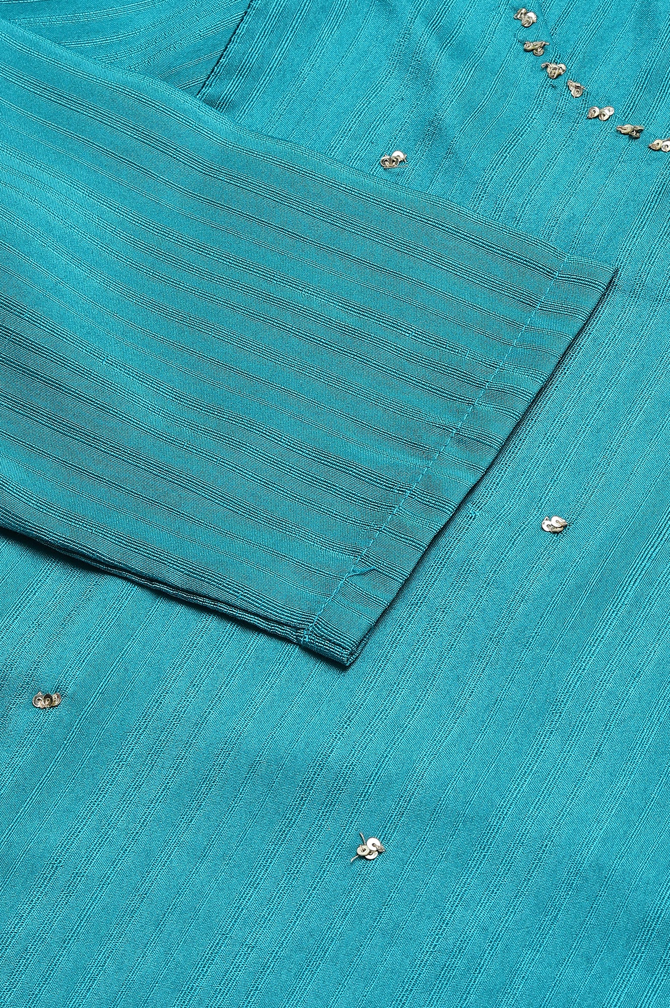 Teal Straight kurta With Sequin Highlight