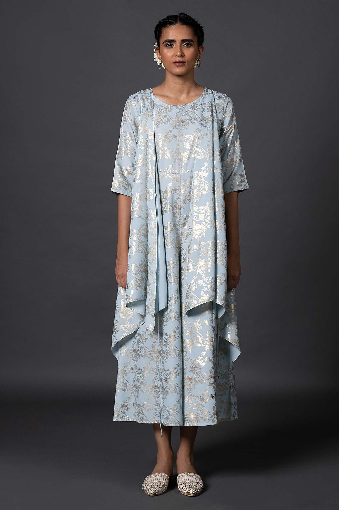 Light Blue Layered Jumpsuit - wforwoman