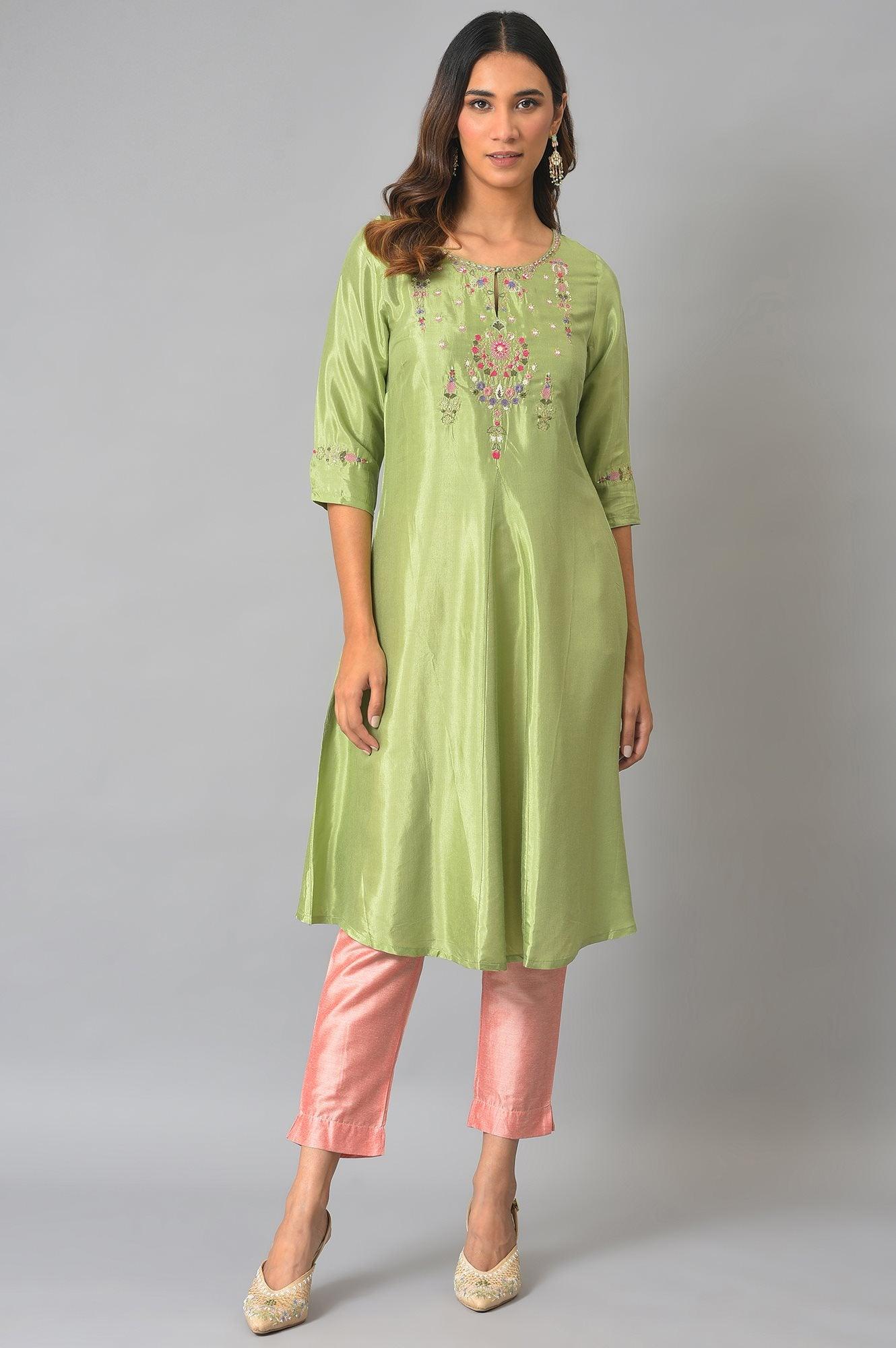 Peach Pink Solid Slim Pants - wforwoman