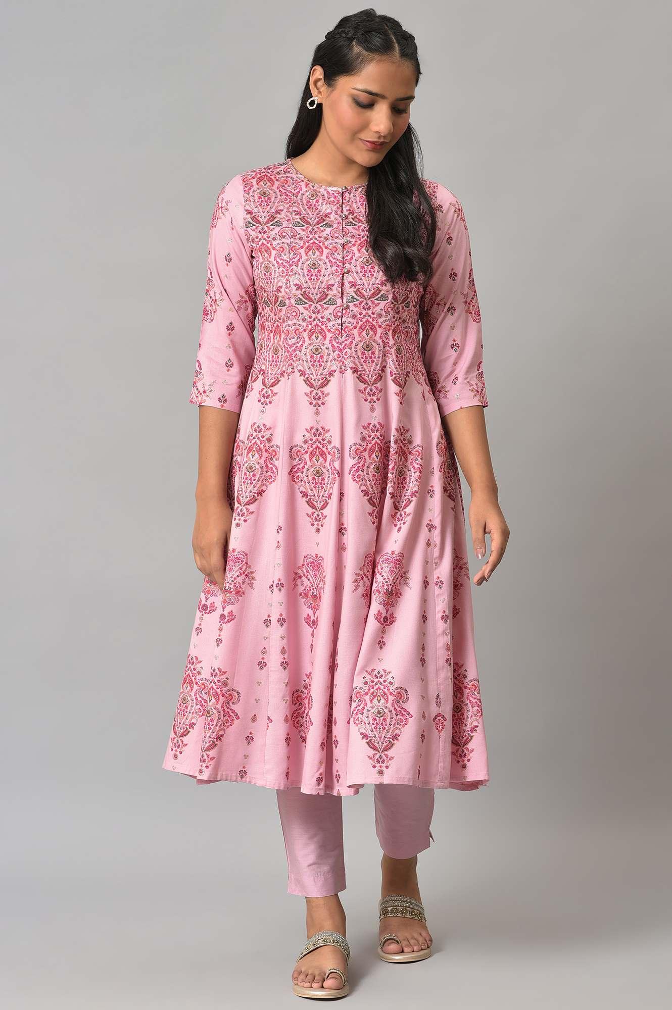 Light Pink Solid Women Slim Pants - wforwoman