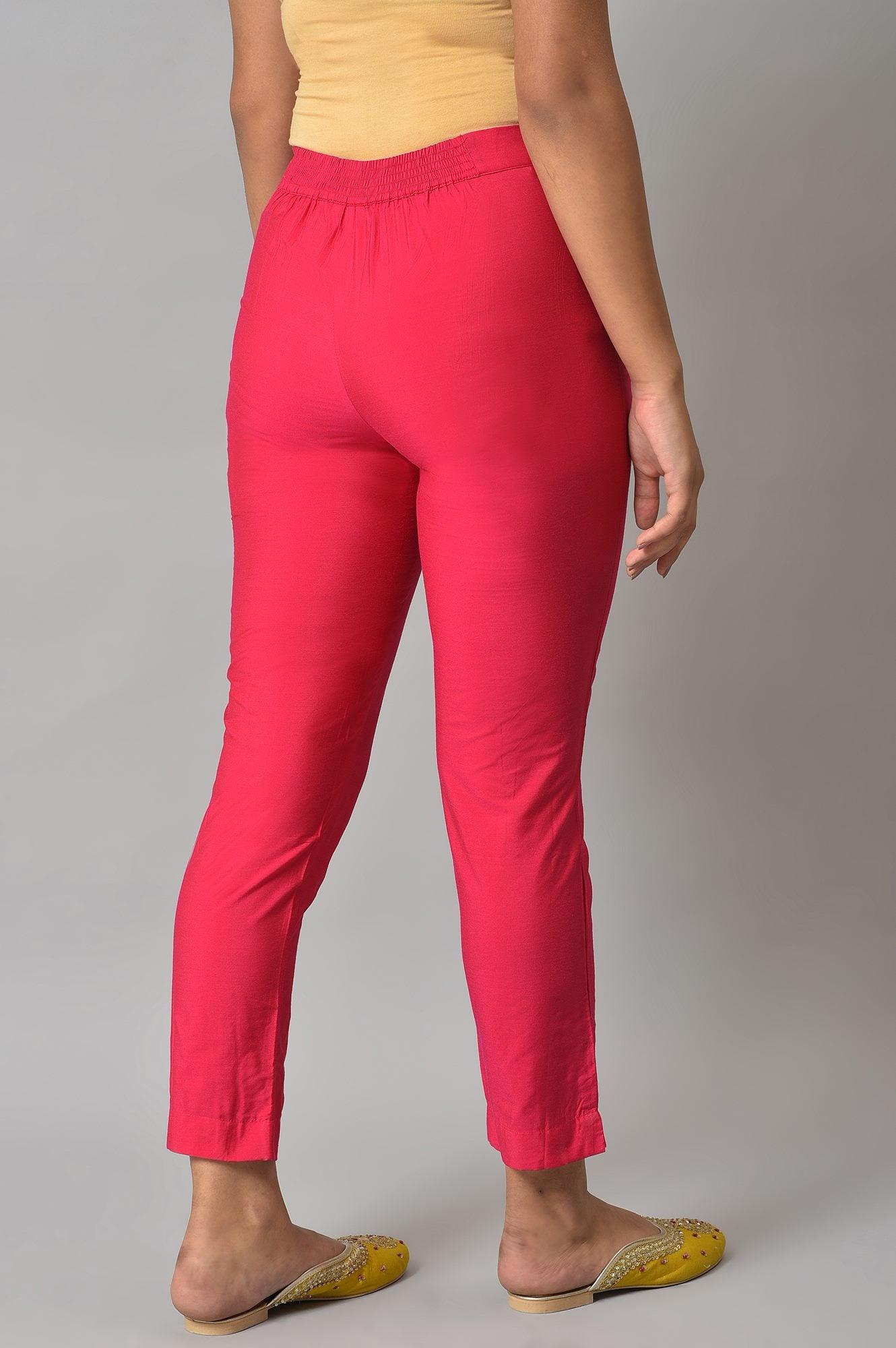 Dark Pink Women Slim Pants - wforwoman