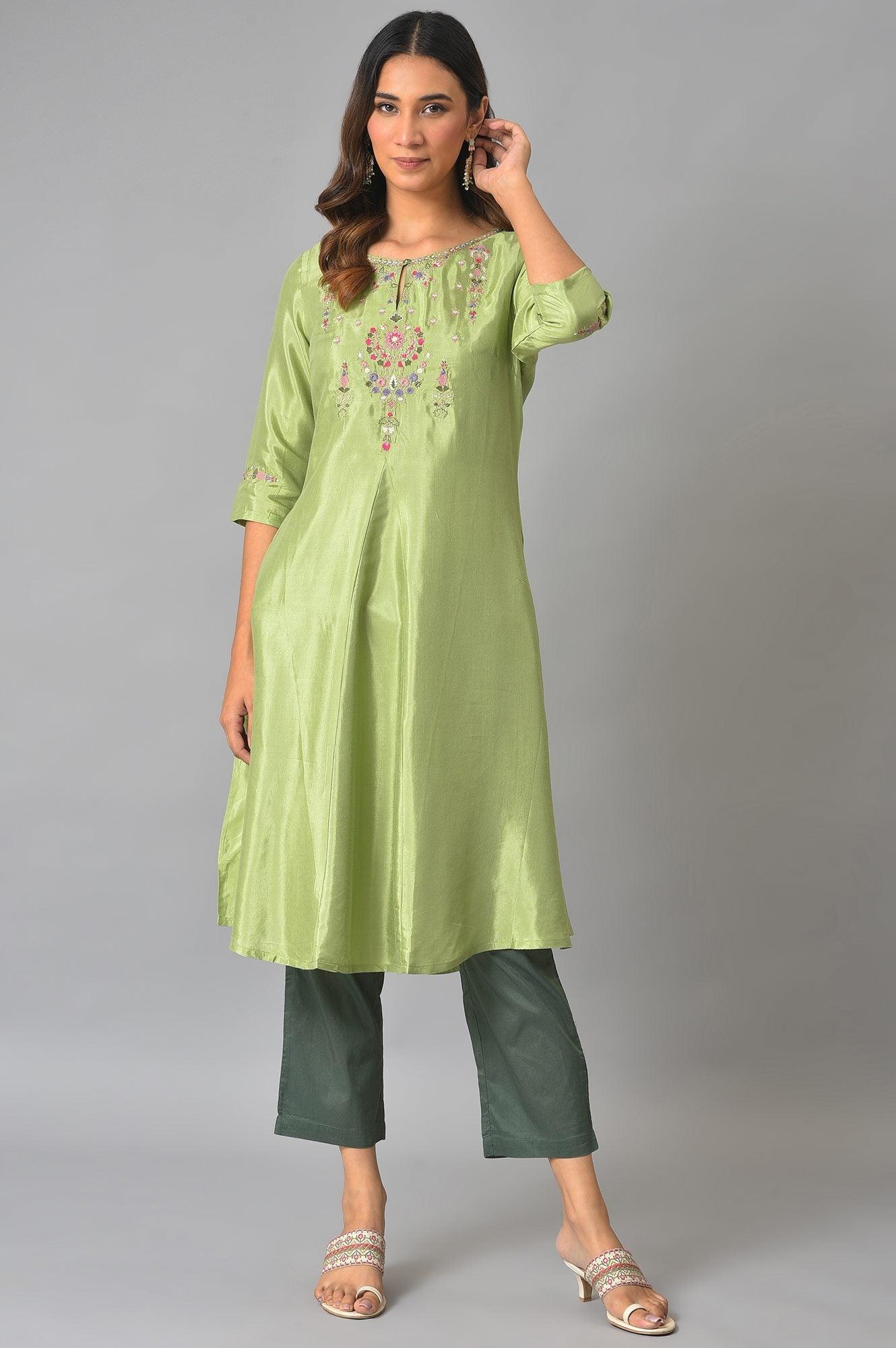 Olive Green Straight Pants - wforwoman