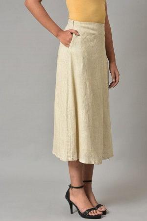 Ecru A-Line Stripe Printed Skirt - wforwoman