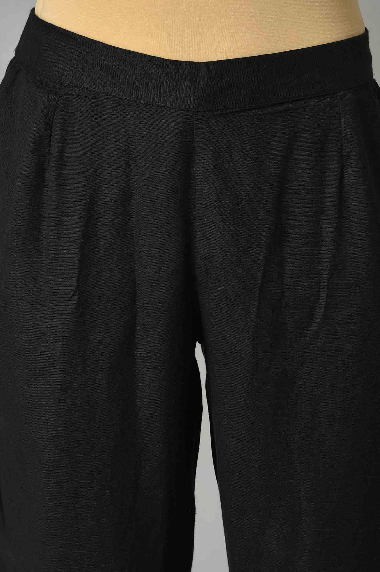 Brick Red Thread Embroidered kurta With Black Straight Pants - wforwoman