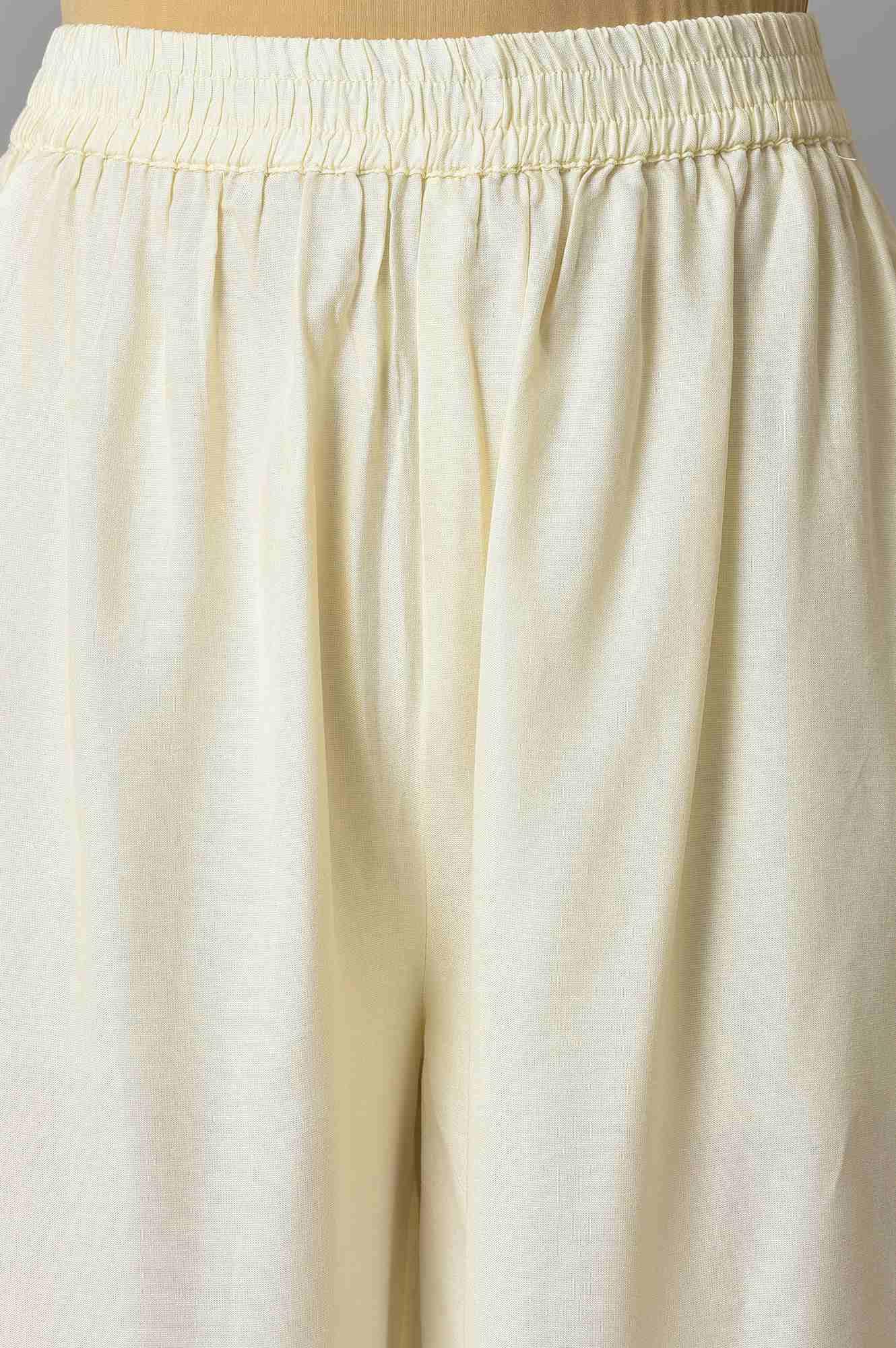 Liva Eco Pink Embroidered kurta With Off-White Pants And Dupatta Set - wforwoman