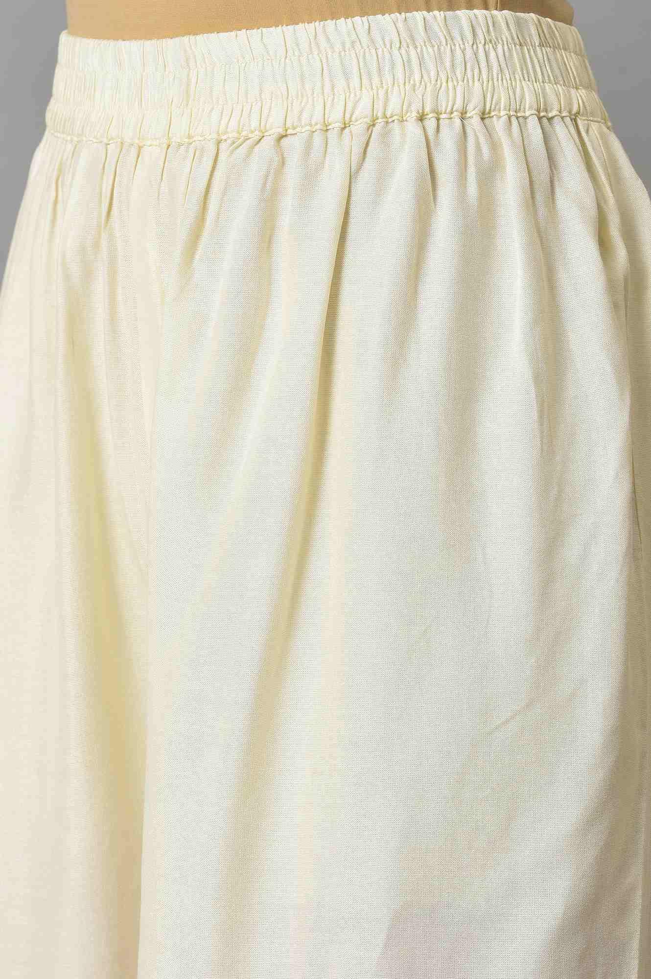 Liva Eco Pink Embroidered kurta With Off-White Pants And Dupatta Set - wforwoman