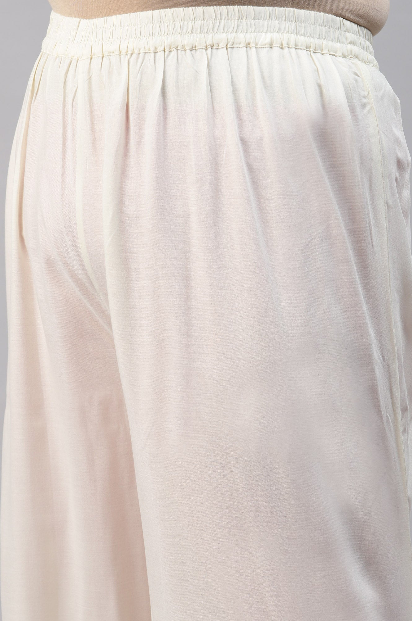 Liva Eco Plus Size Pink Embroidered kurta Off-White Pants And Dupatta Set