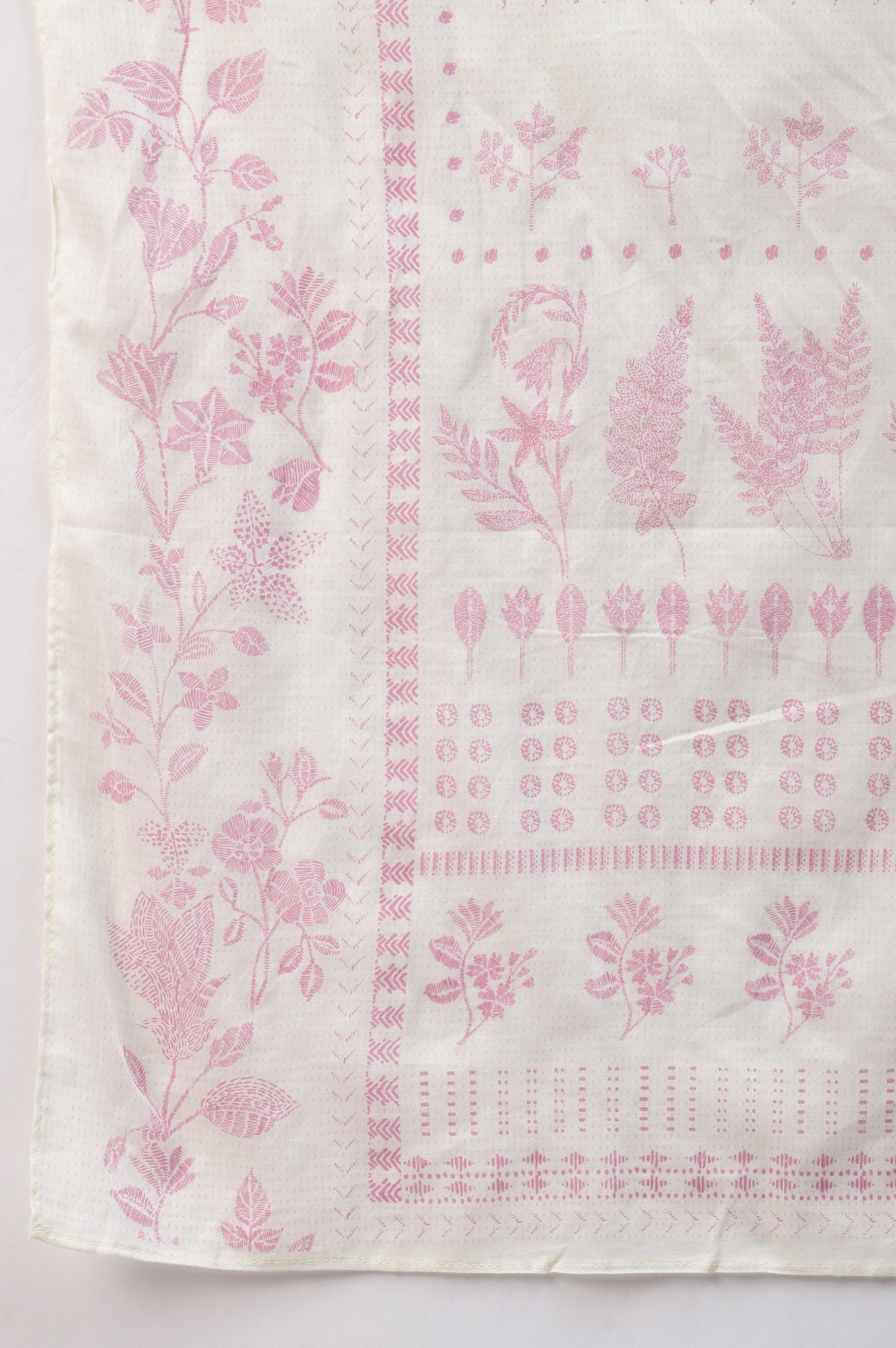 Liva Eco Plus Size Pink Embroidered kurta Off-White Pants And Dupatta Set