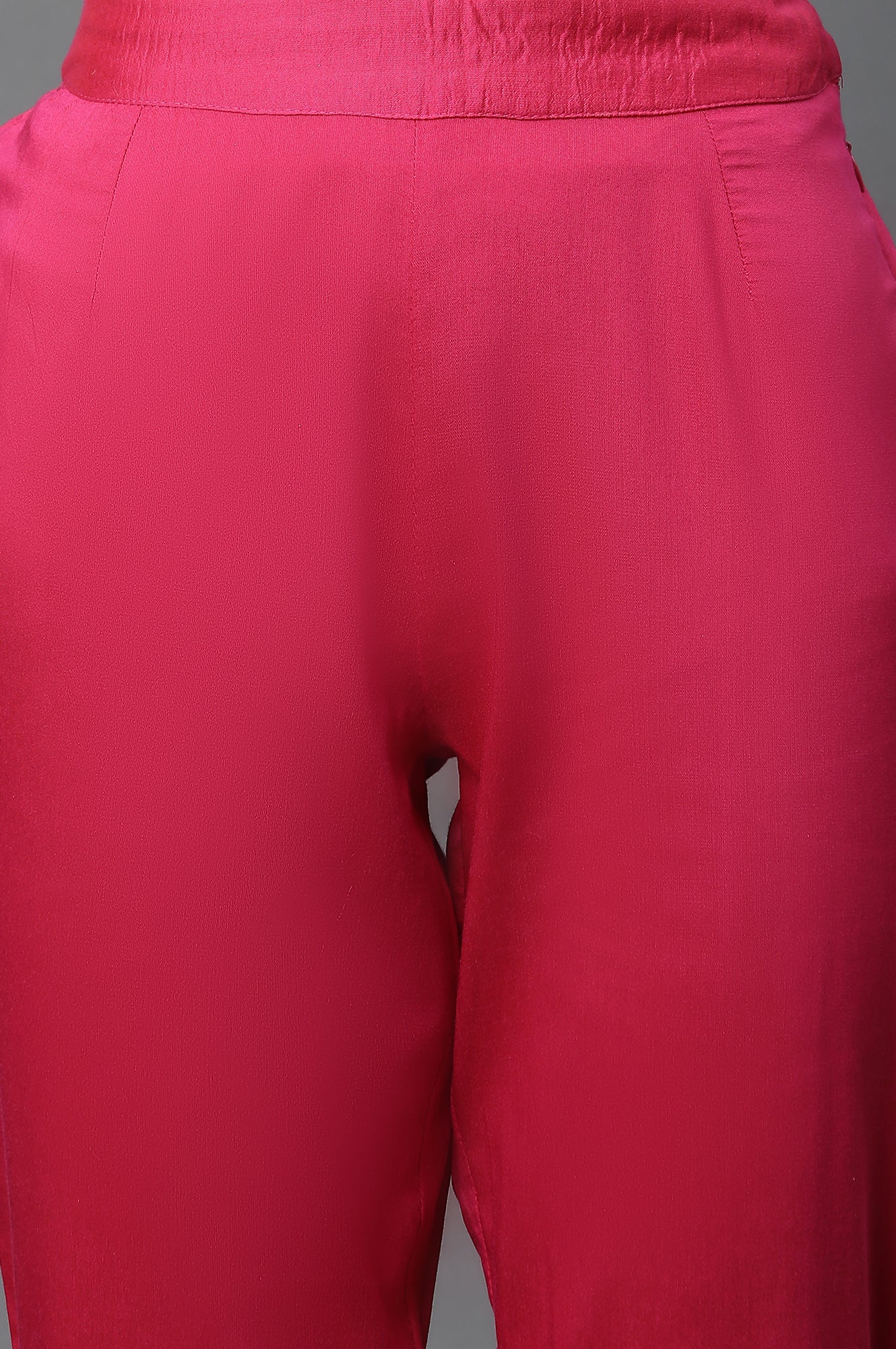 Dark Pink Placement Printed Kurta, Pants And Dupatta Set