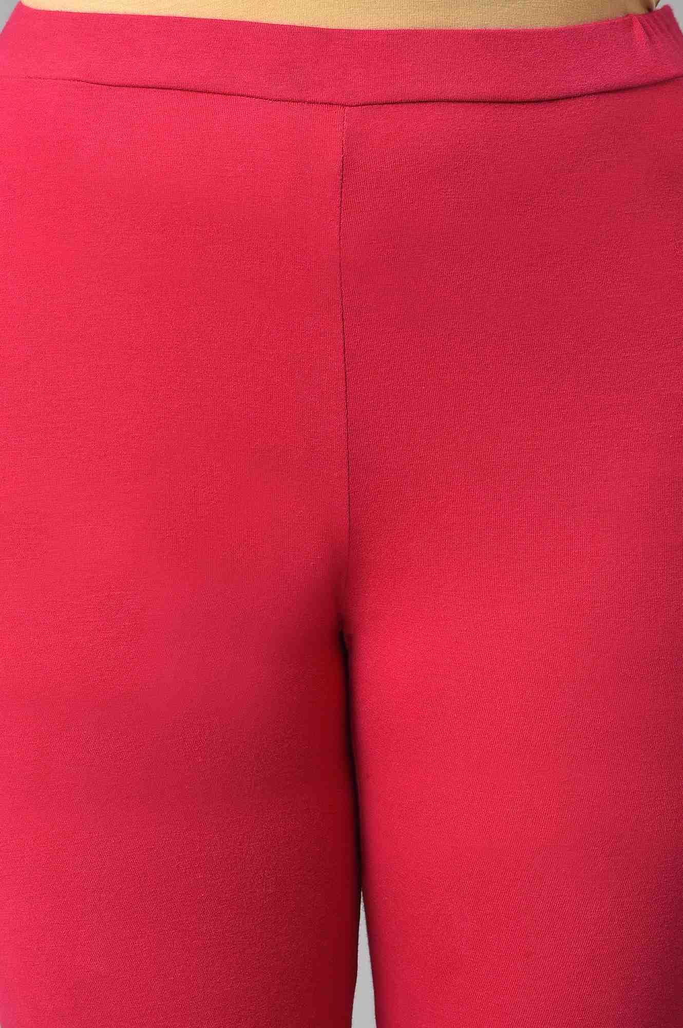 Light Green Karnataka Silk kurta With Dark Pink Tights - wforwoman