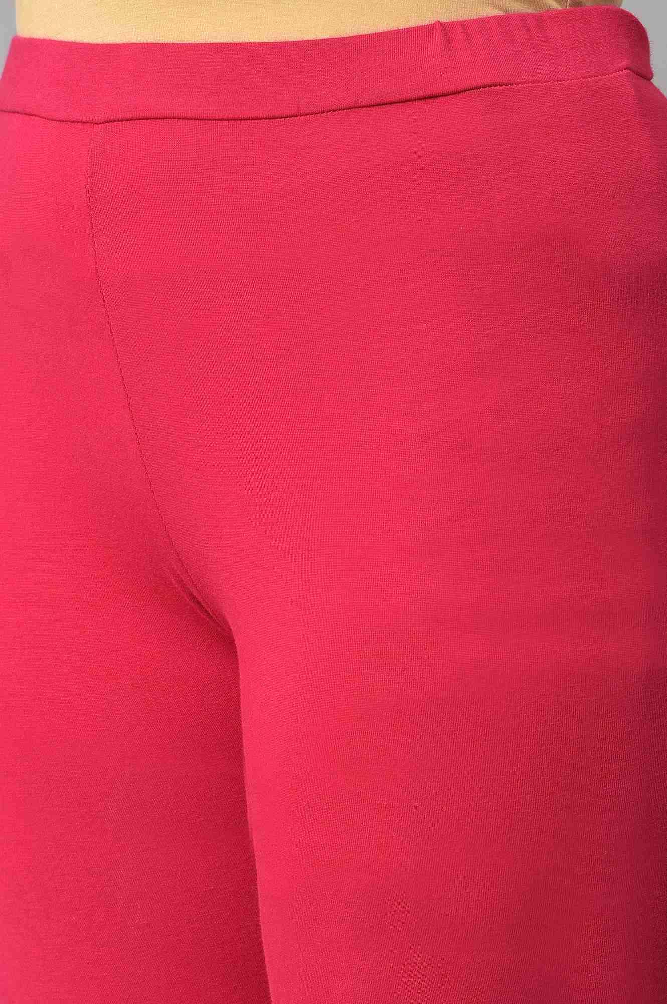 Light Green Karnataka Silk kurta With Dark Pink Tights - wforwoman