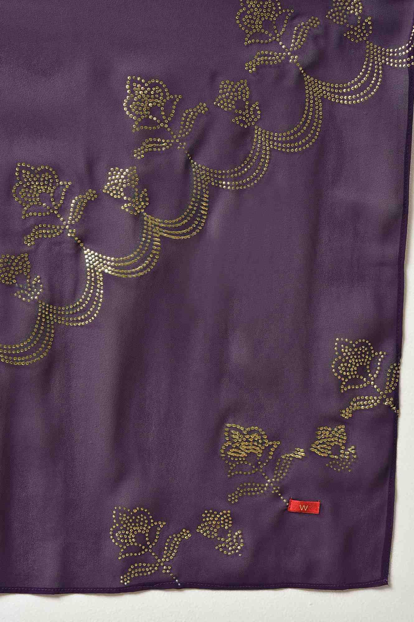 Deep Purple Karnatka Silk kurta With Green Slim Pants And Mukaish Dupatta - wforwoman
