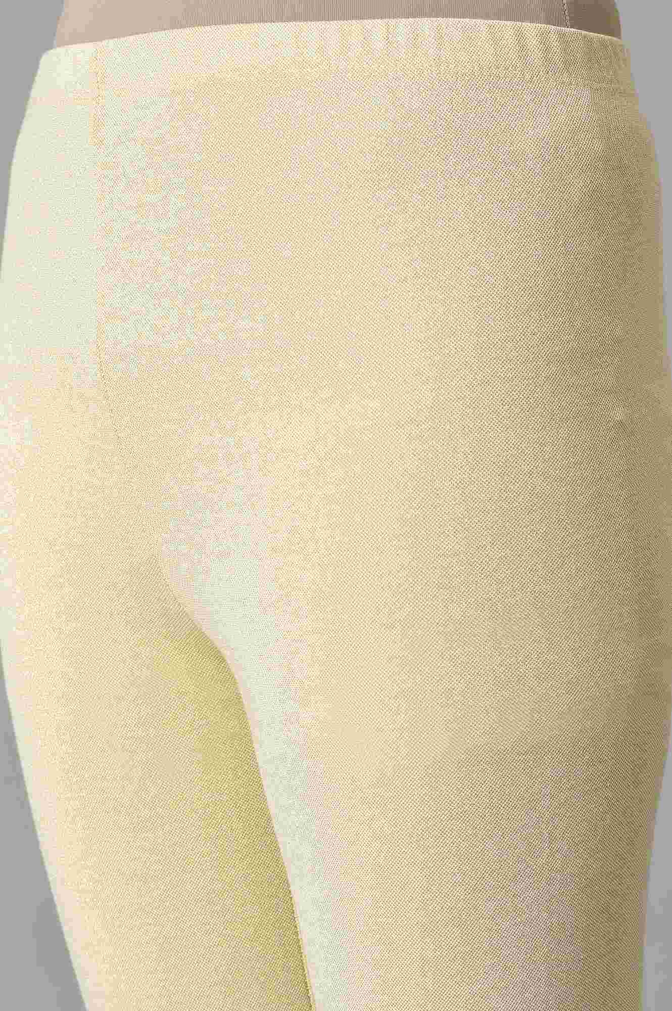 Cream Solid Skinny-fit Knit Tights with Elasticated Waist