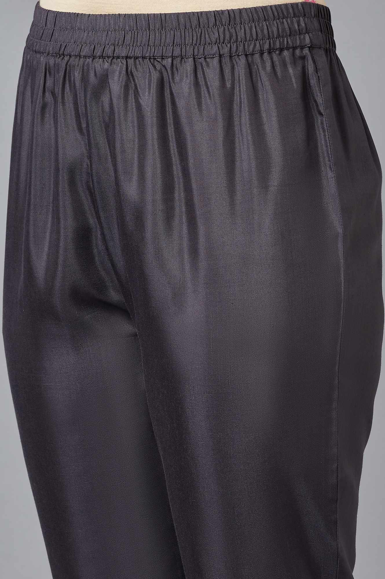 Red Printed kurta, Grey Slim Pants and Dupatta Set - wforwoman