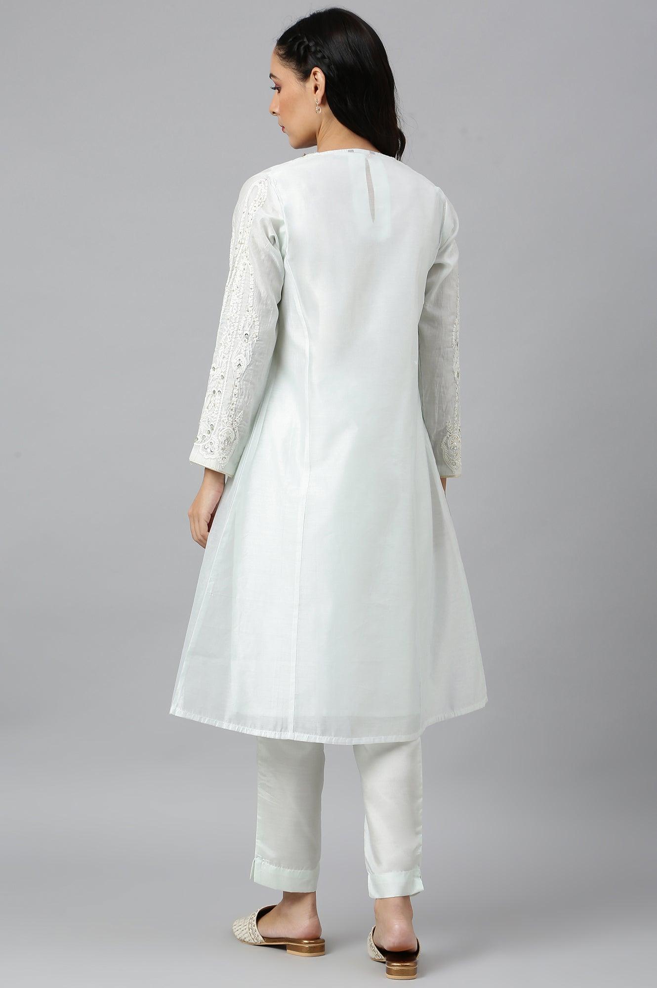 Mint Green Festive Trench Jacket Set - wforwoman