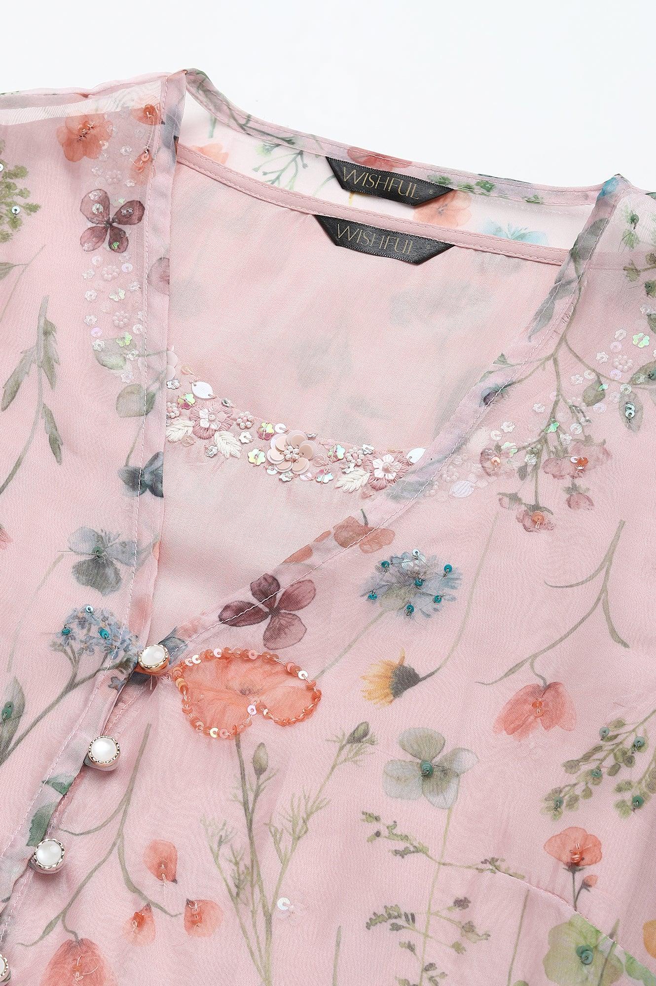 Women Pink Festive Jacket Set - wforwoman