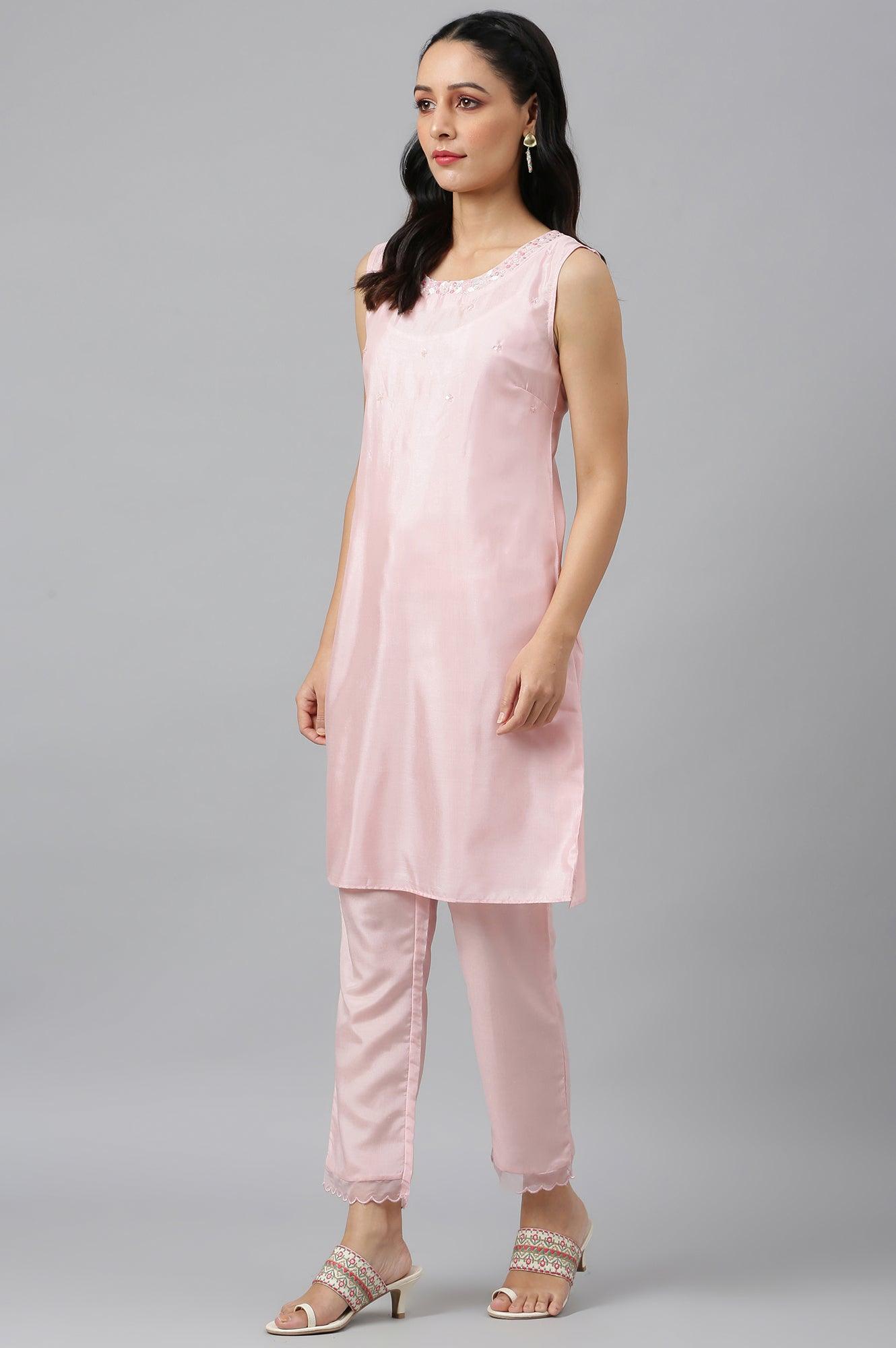 Women Pink Festive Jacket Set - wforwoman