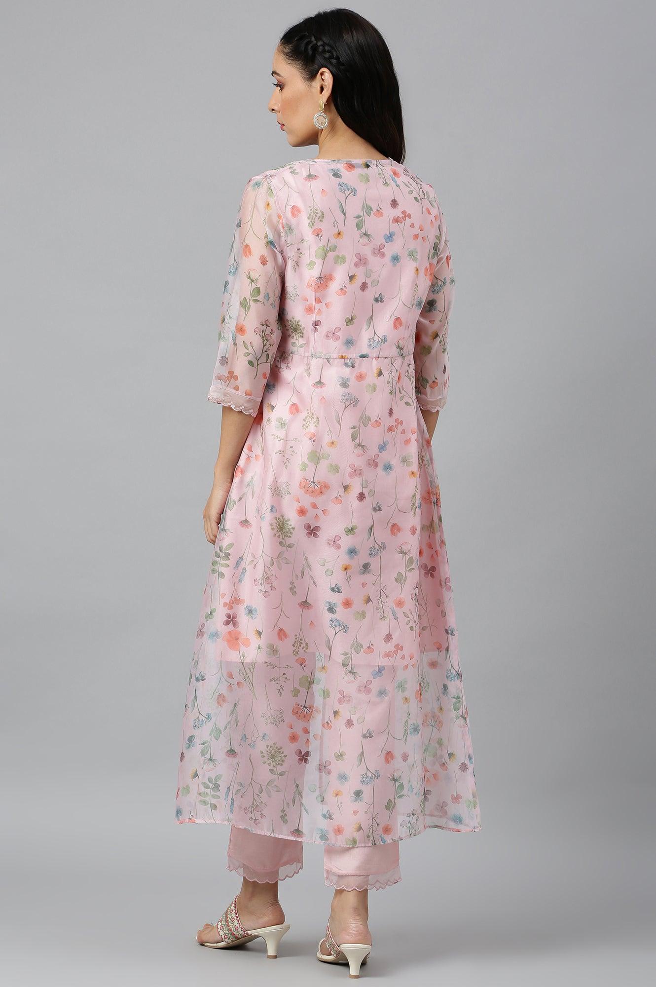 Women Pink Festive Jacket Set - wforwoman