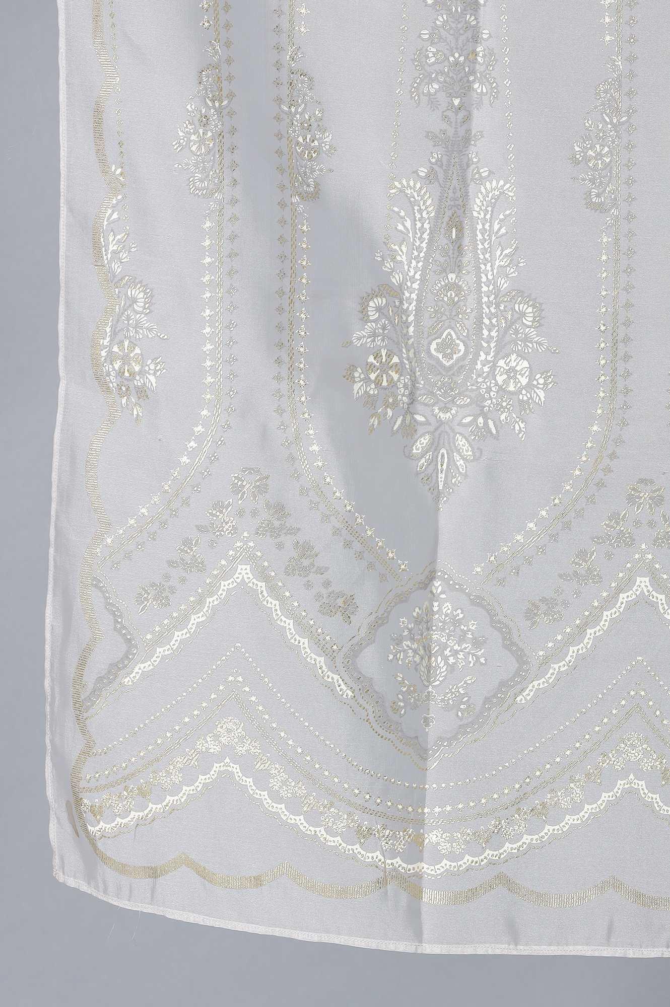 Grey Embroidered kurta With Parallel Pants And Dupatta - wforwoman