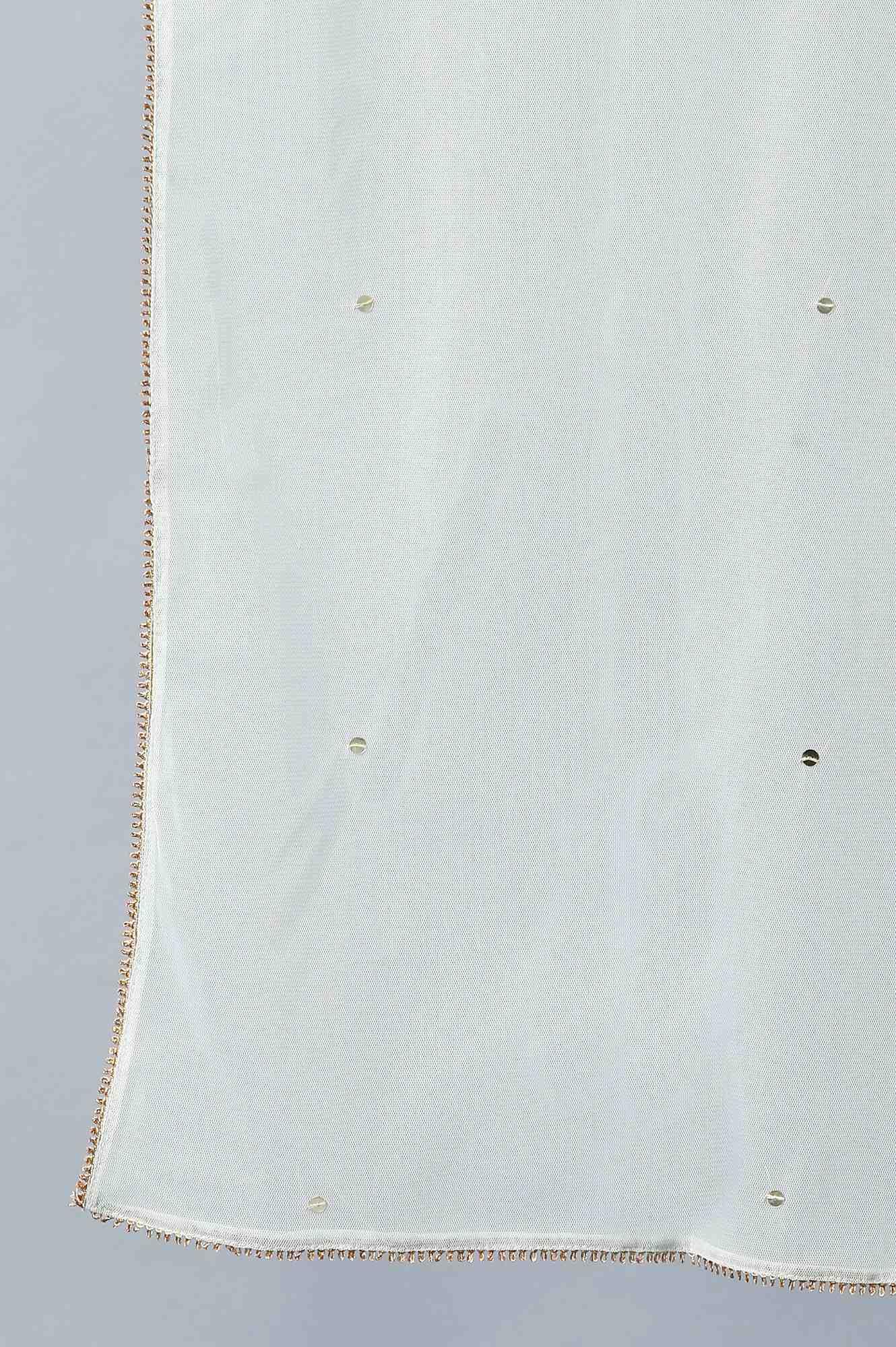 Green Printed Festive kurta With Parallel Pants And Net Dupatta - wforwoman