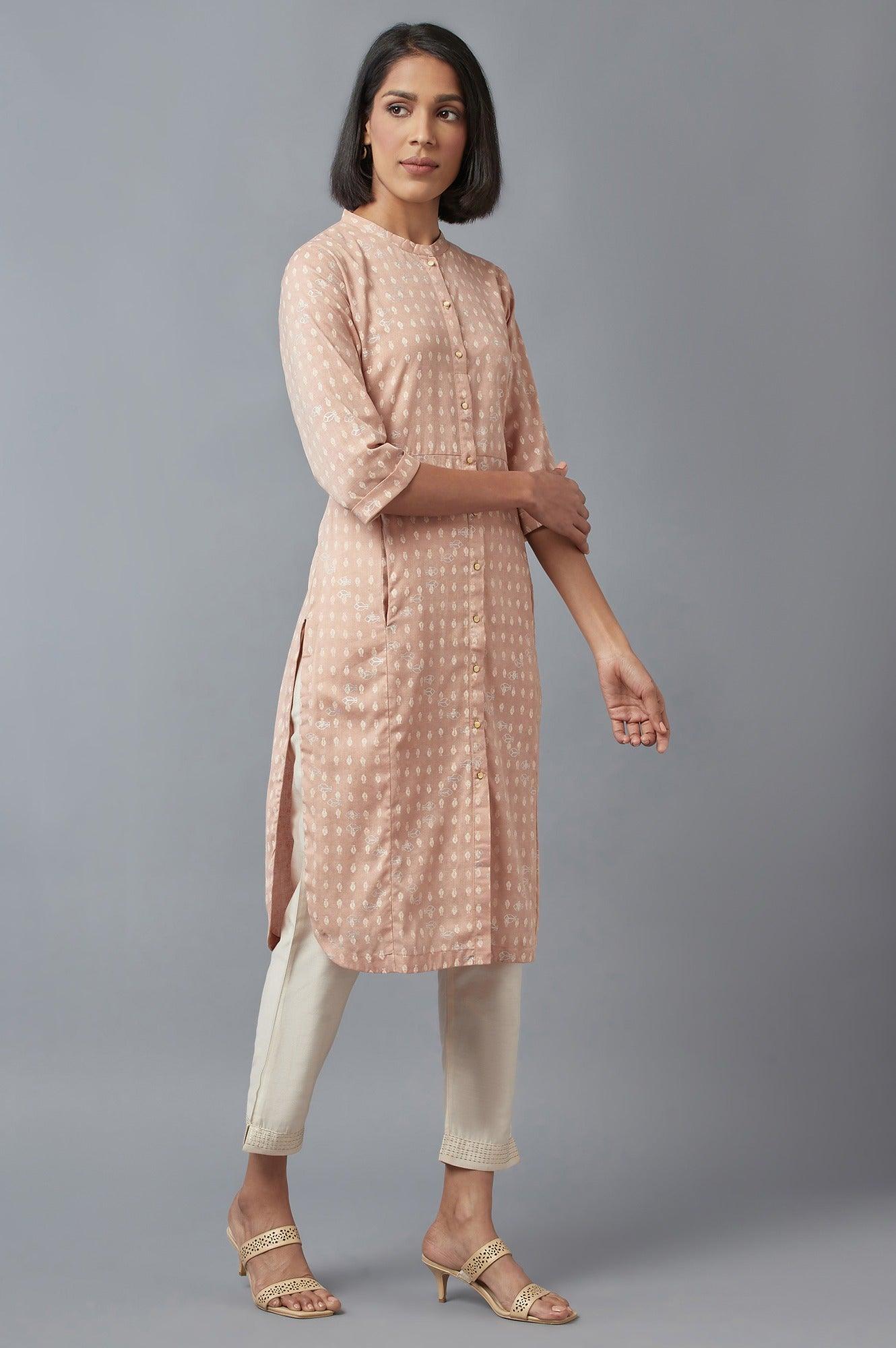 Rosedust Pink Printed kurta - wforwoman