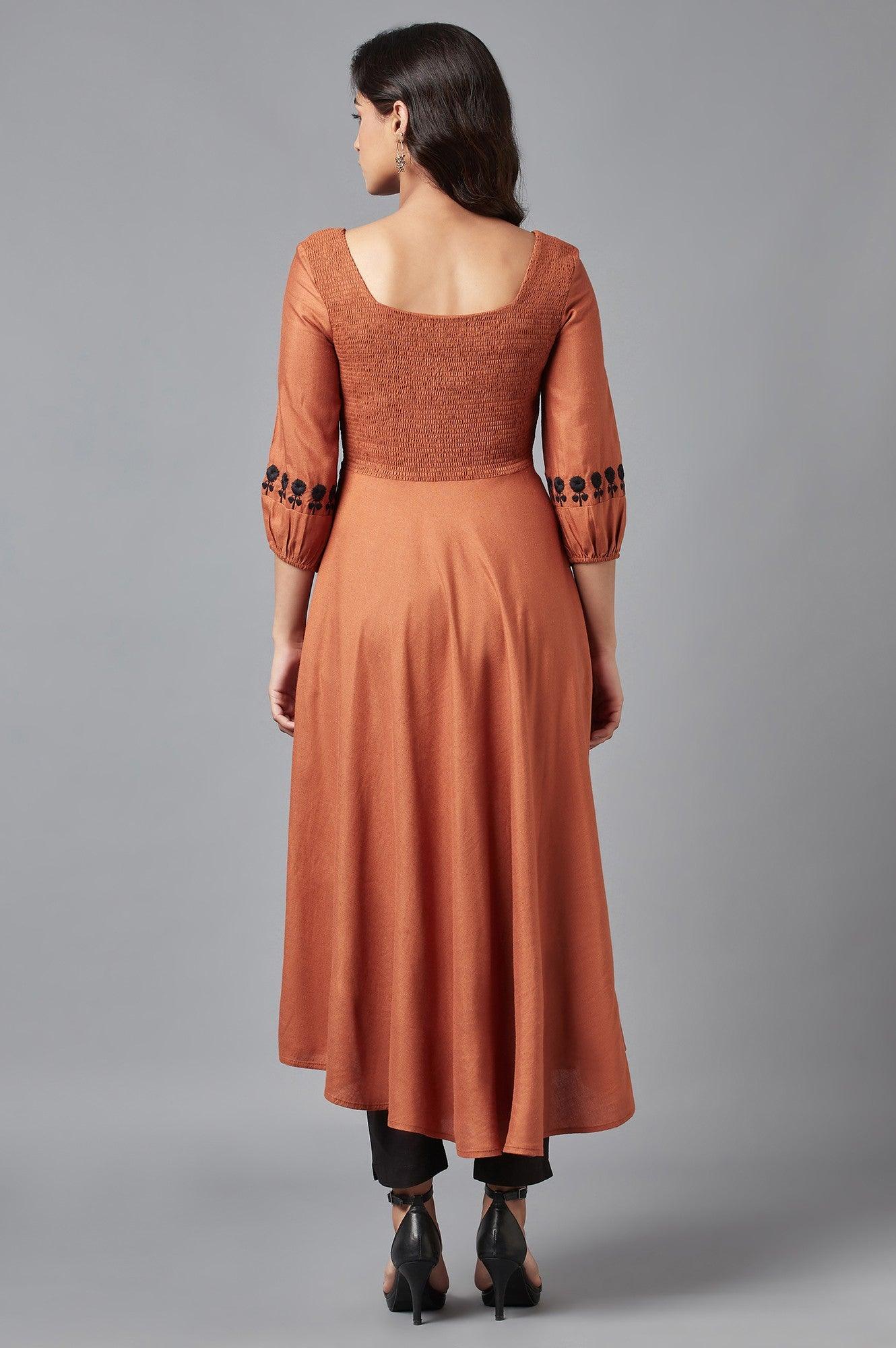 Rust Brown Solid Dress - wforwoman