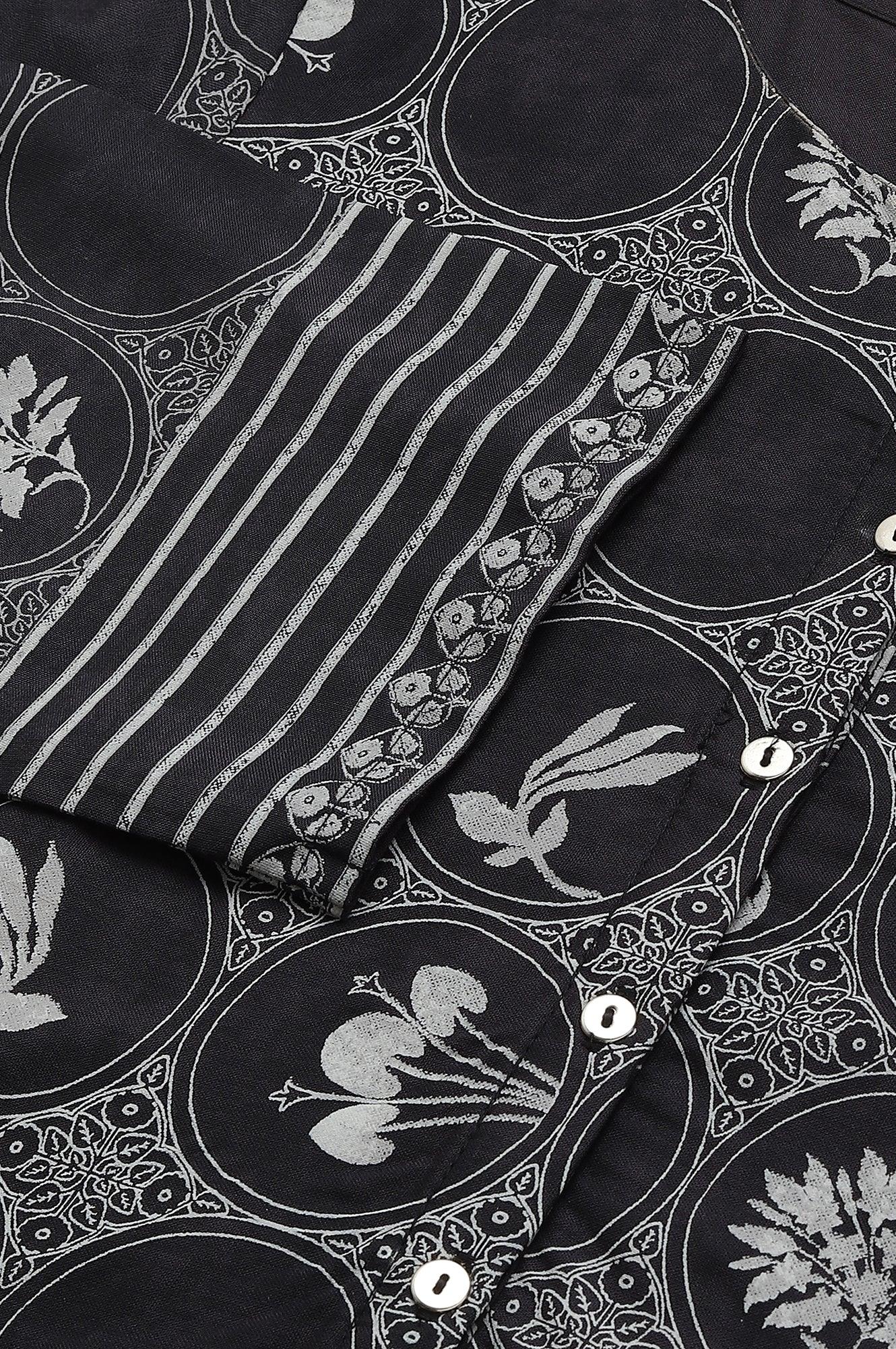 Midnight Black Printed kurta - wforwoman