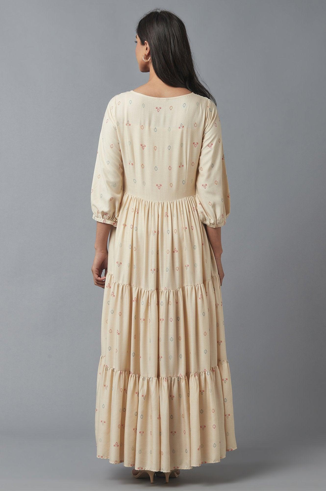 Ecru Tiered Dress - wforwoman