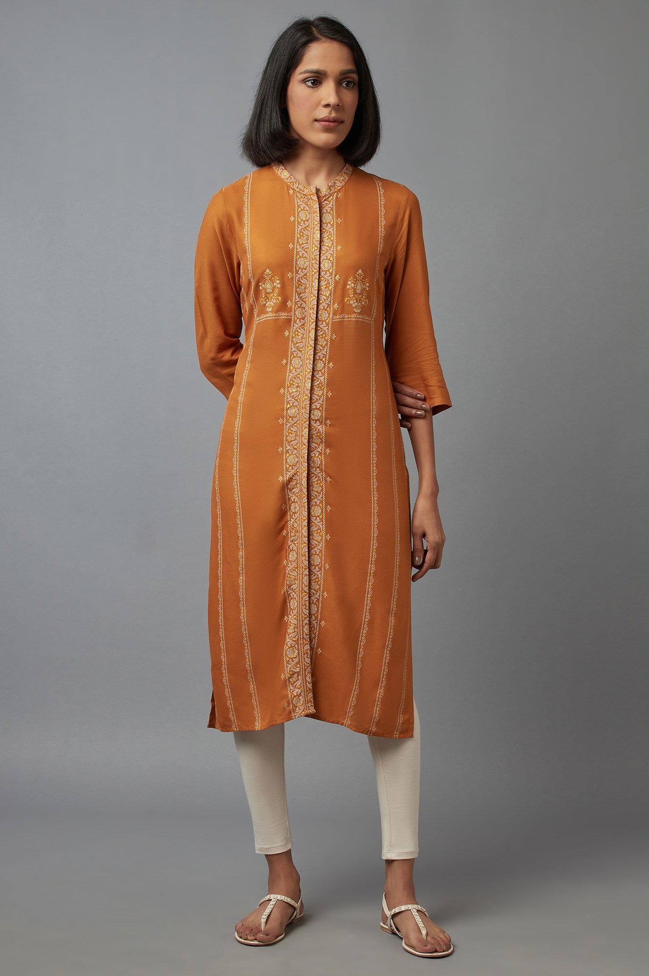 Mustard Printed kurta