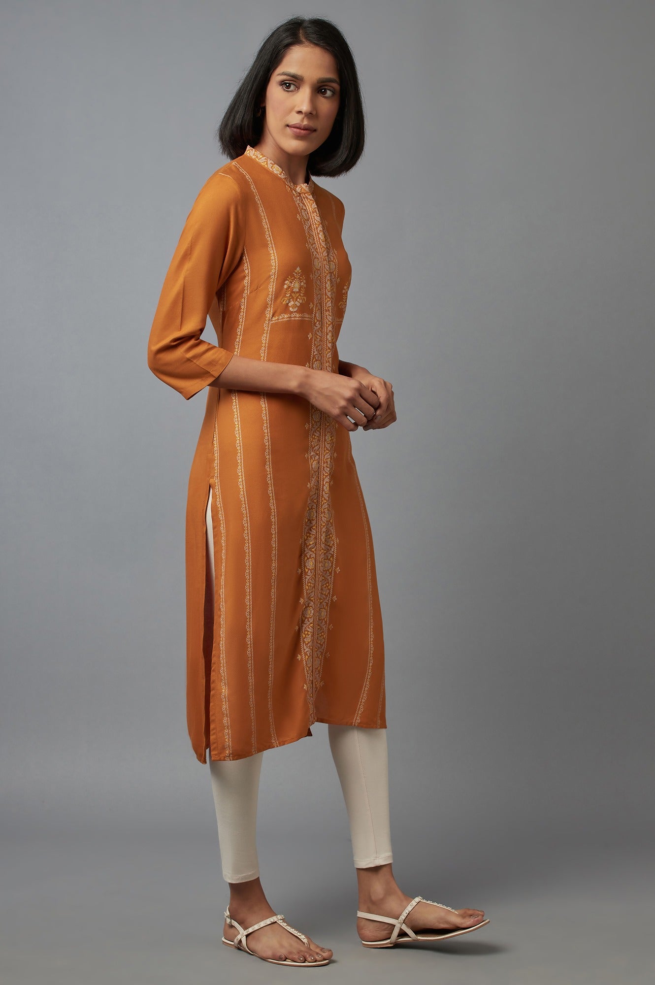 Mustard Printed kurta