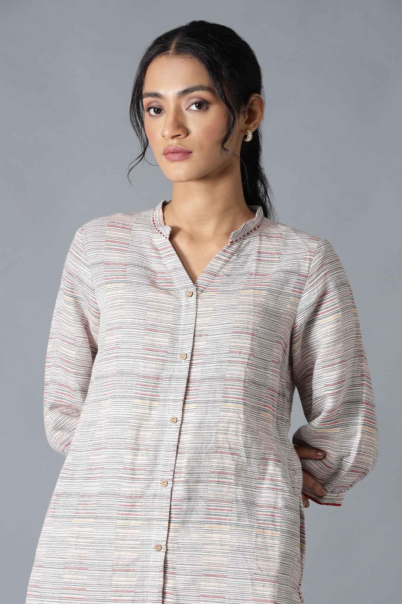 Pristine White Dobby Straight kurta - wforwoman