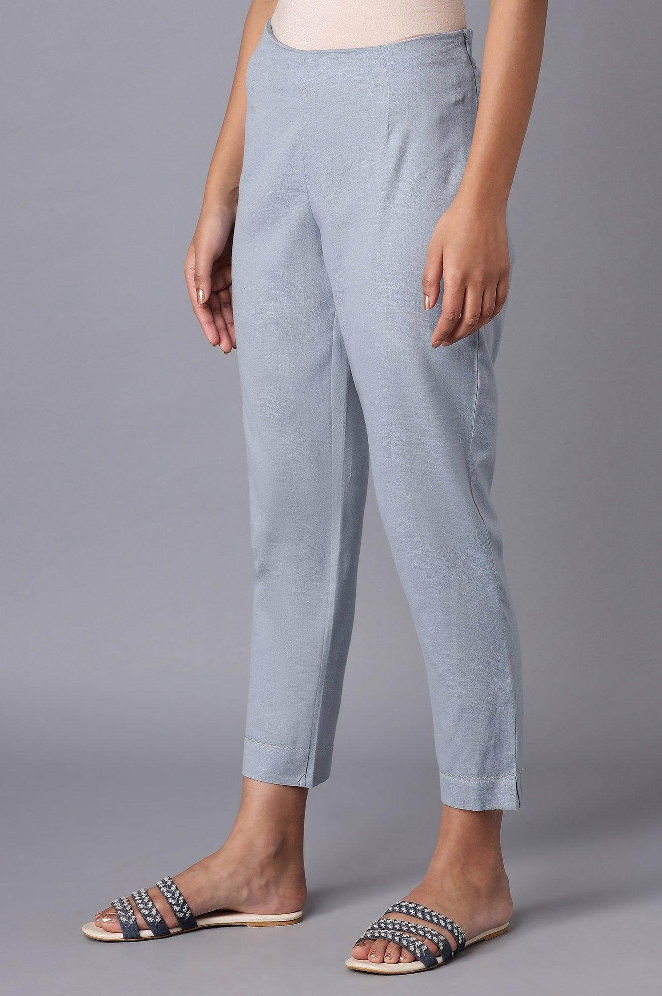 Blue Chambray Slim Pants - wforwoman