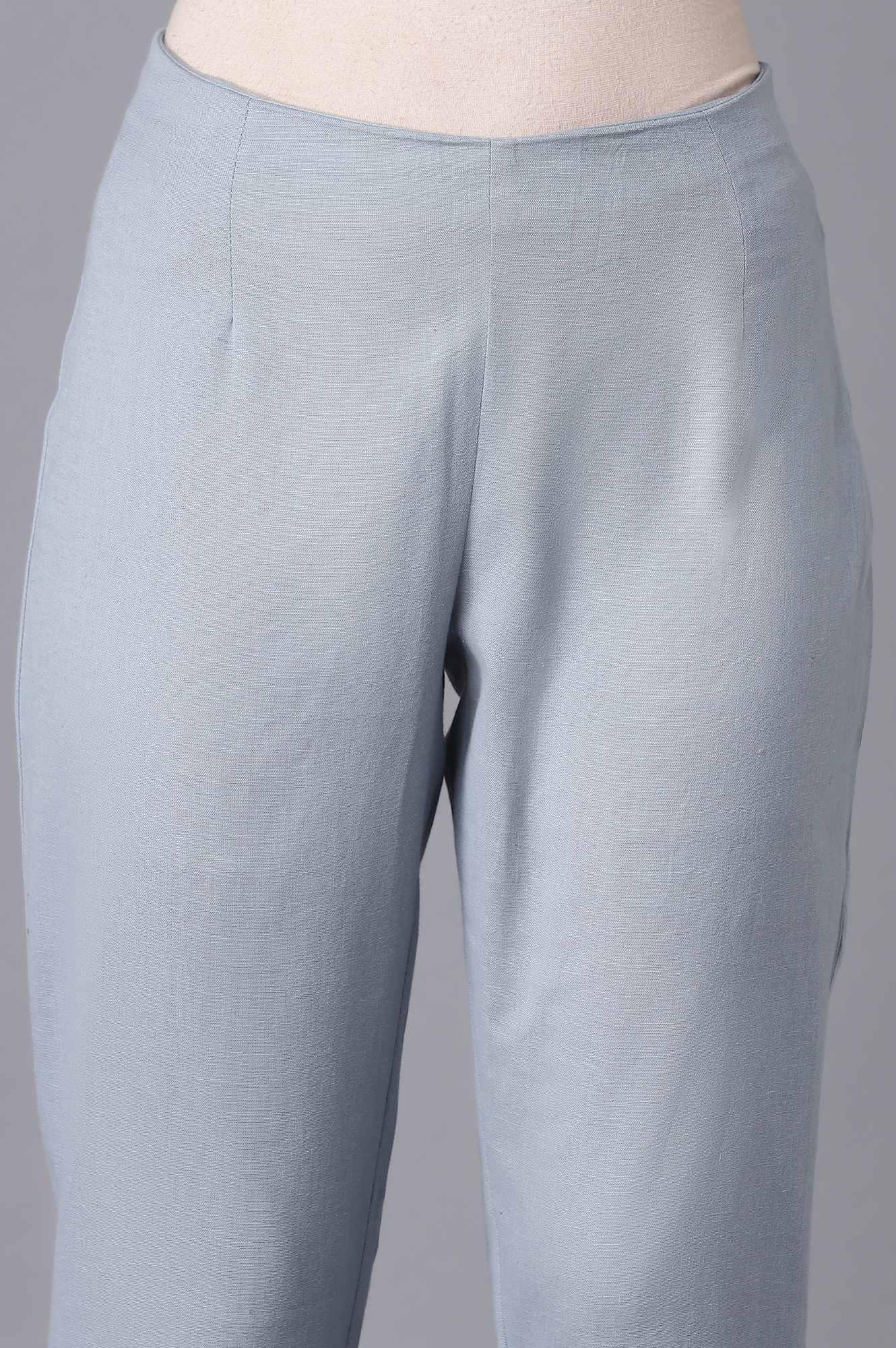 Blue Chambray Slim Pants - wforwoman