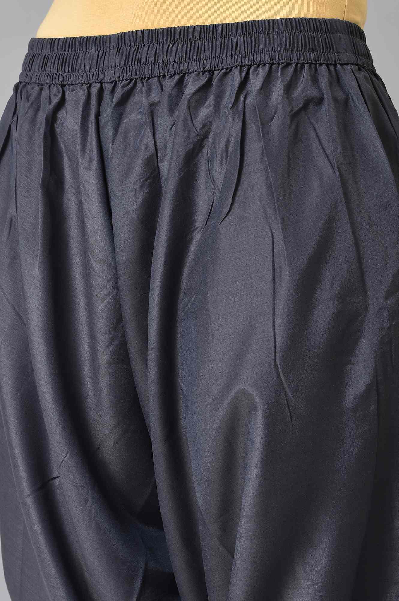 Grey Embroidered kurta, Draped Pants And Dupatta Set - wforwoman