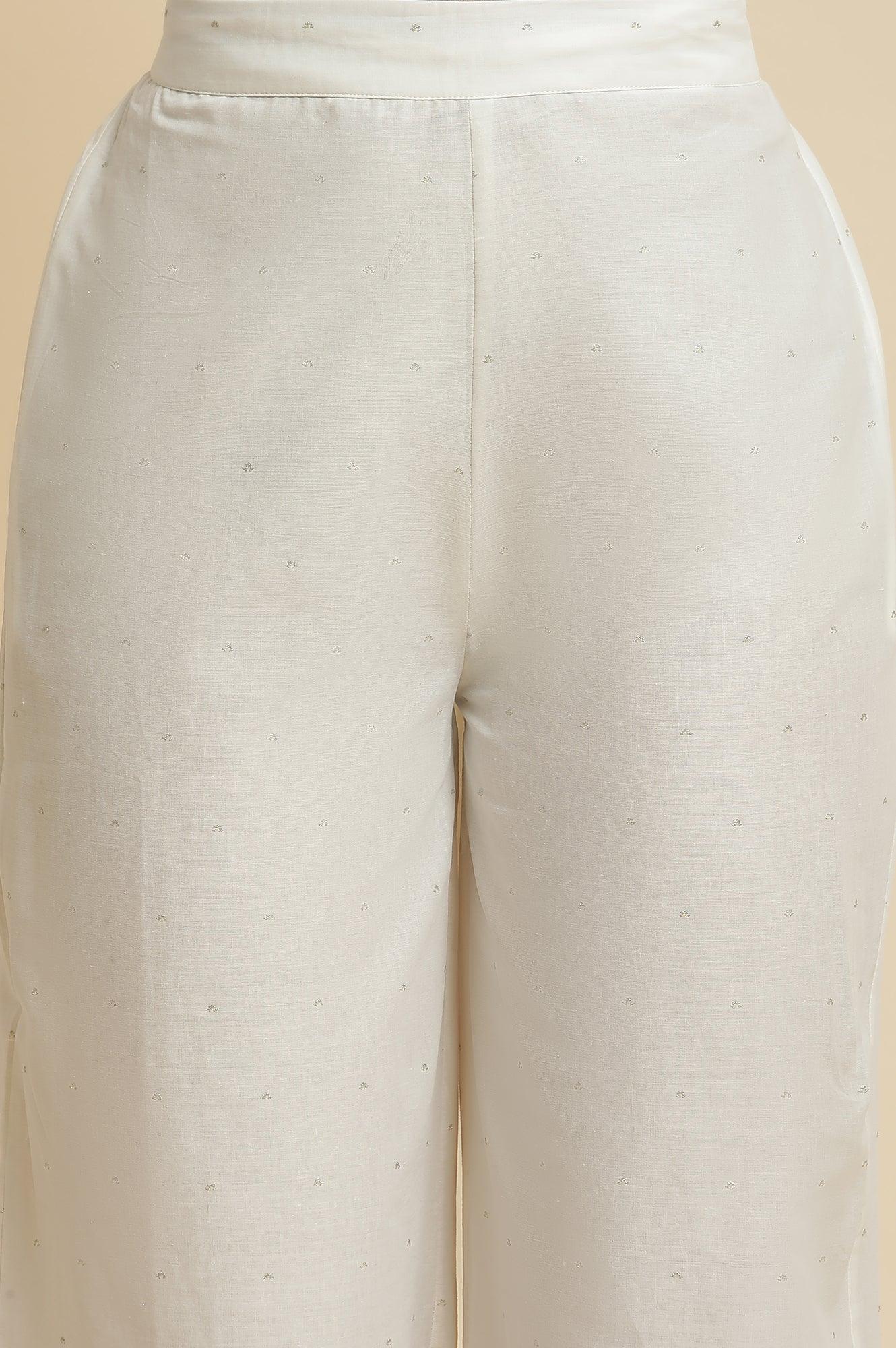 Yellow Glitter Printed Kurta & Parallel Pants - wforwoman