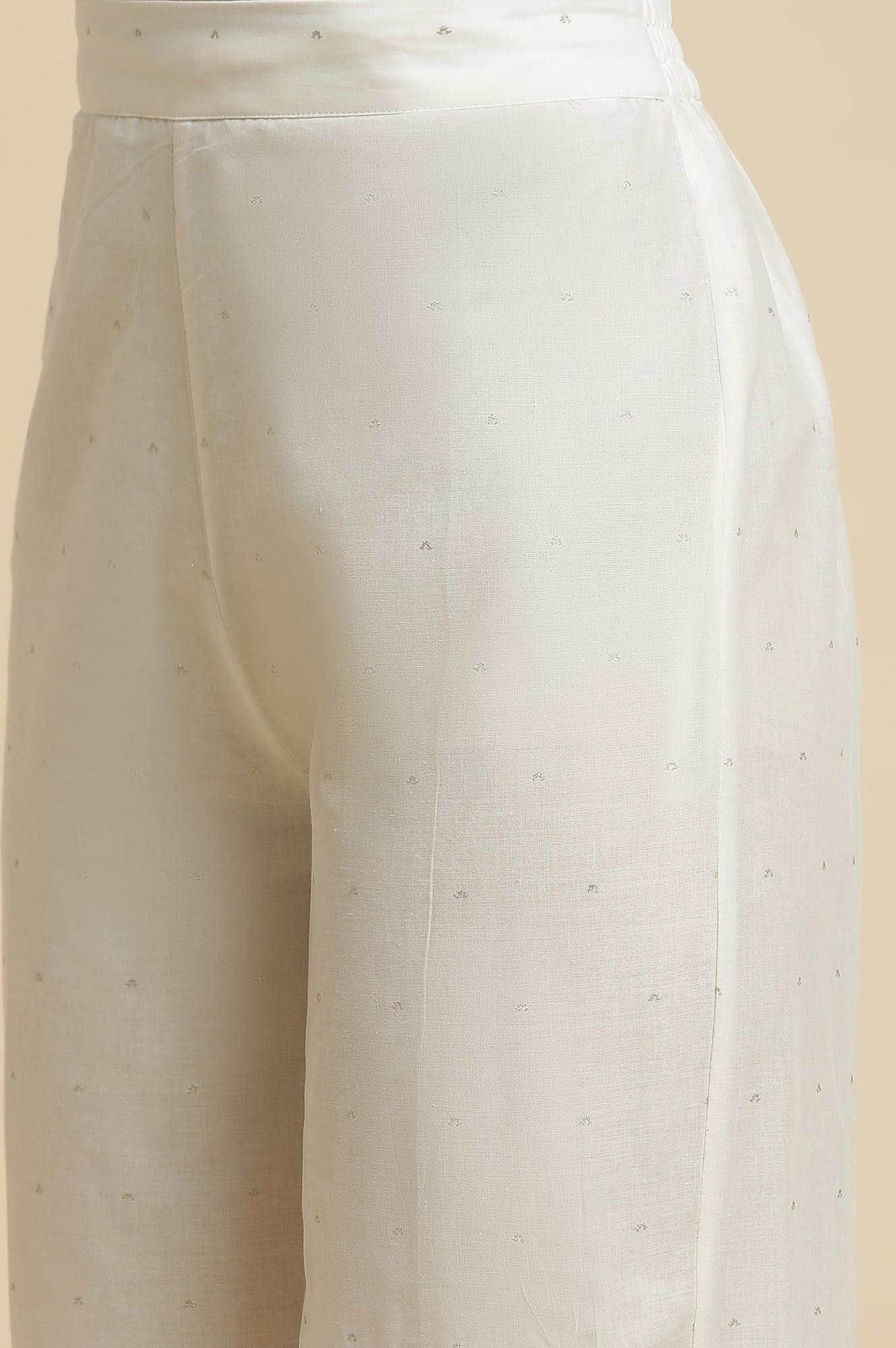 Yellow Glitter Printed Kurta & Parallel Pants - wforwoman