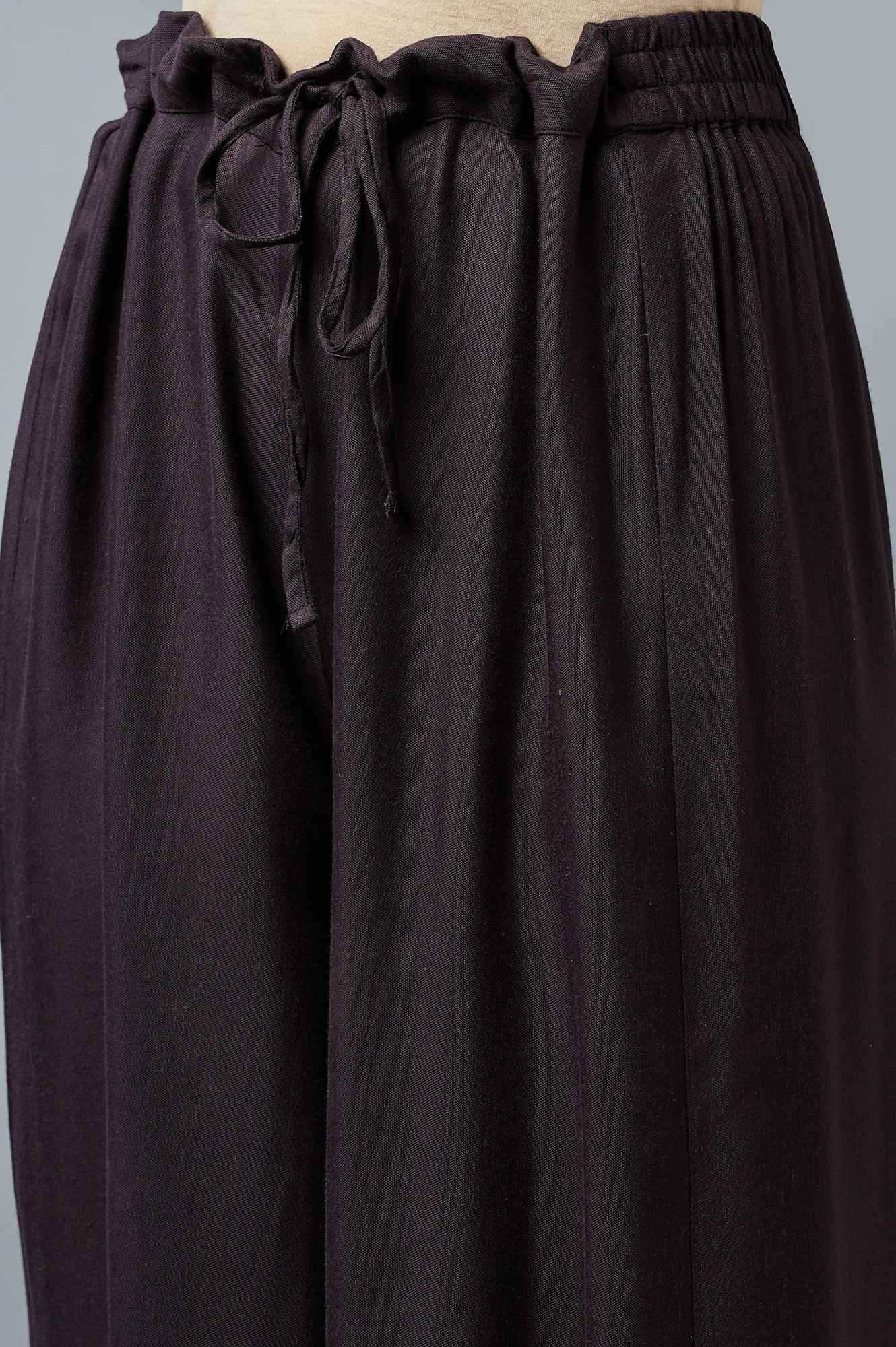 Black Embroidered kurta with Parallel Pants - wforwoman