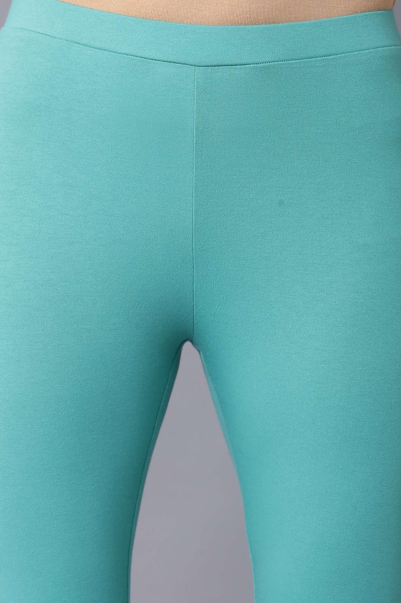 Green Printed Draped A-Line kurta With Tights - wforwoman