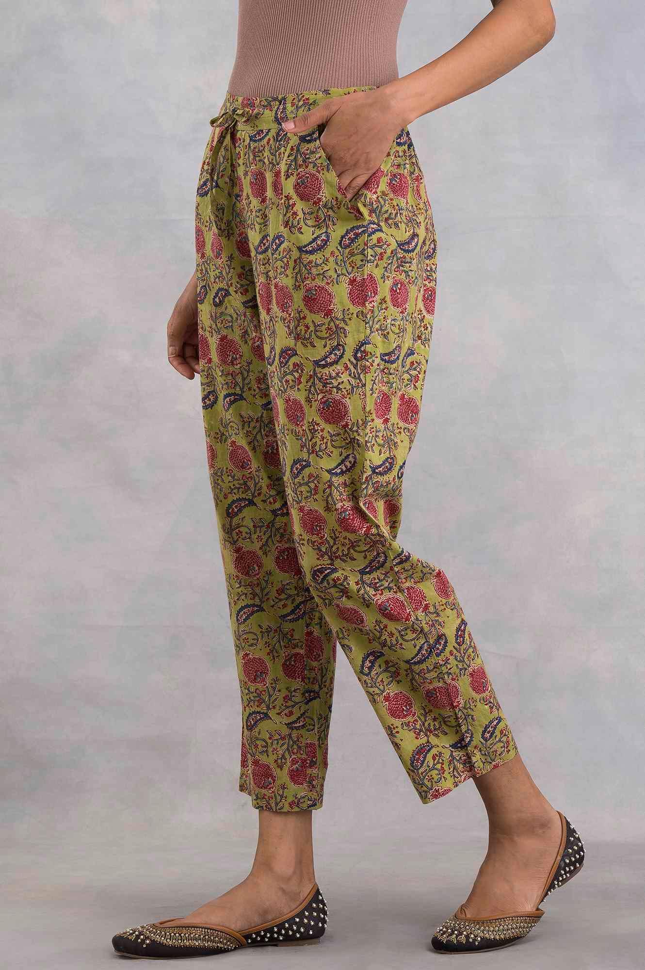 Hand Block Printed Straight Pants - wforwoman