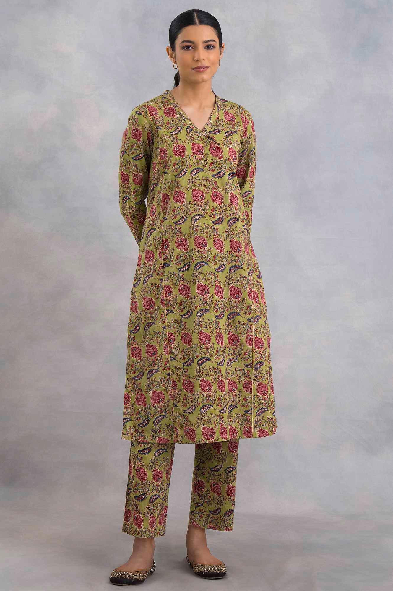 Hand Block Printed Straight Pants - wforwoman