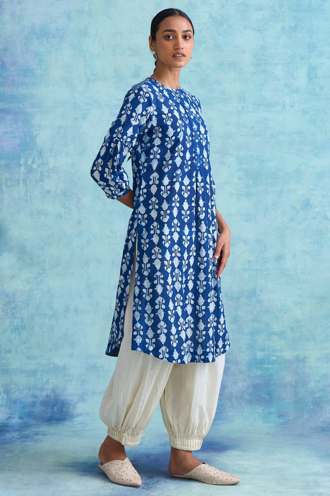 Indigo Booti Dabu Print kurta