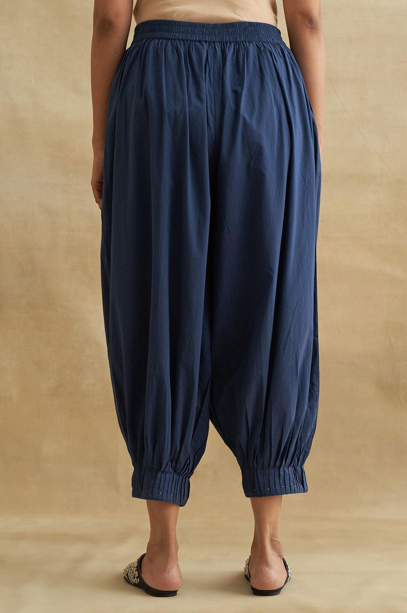 Indigo Pleated Hem Salwar Pants - wforwoman