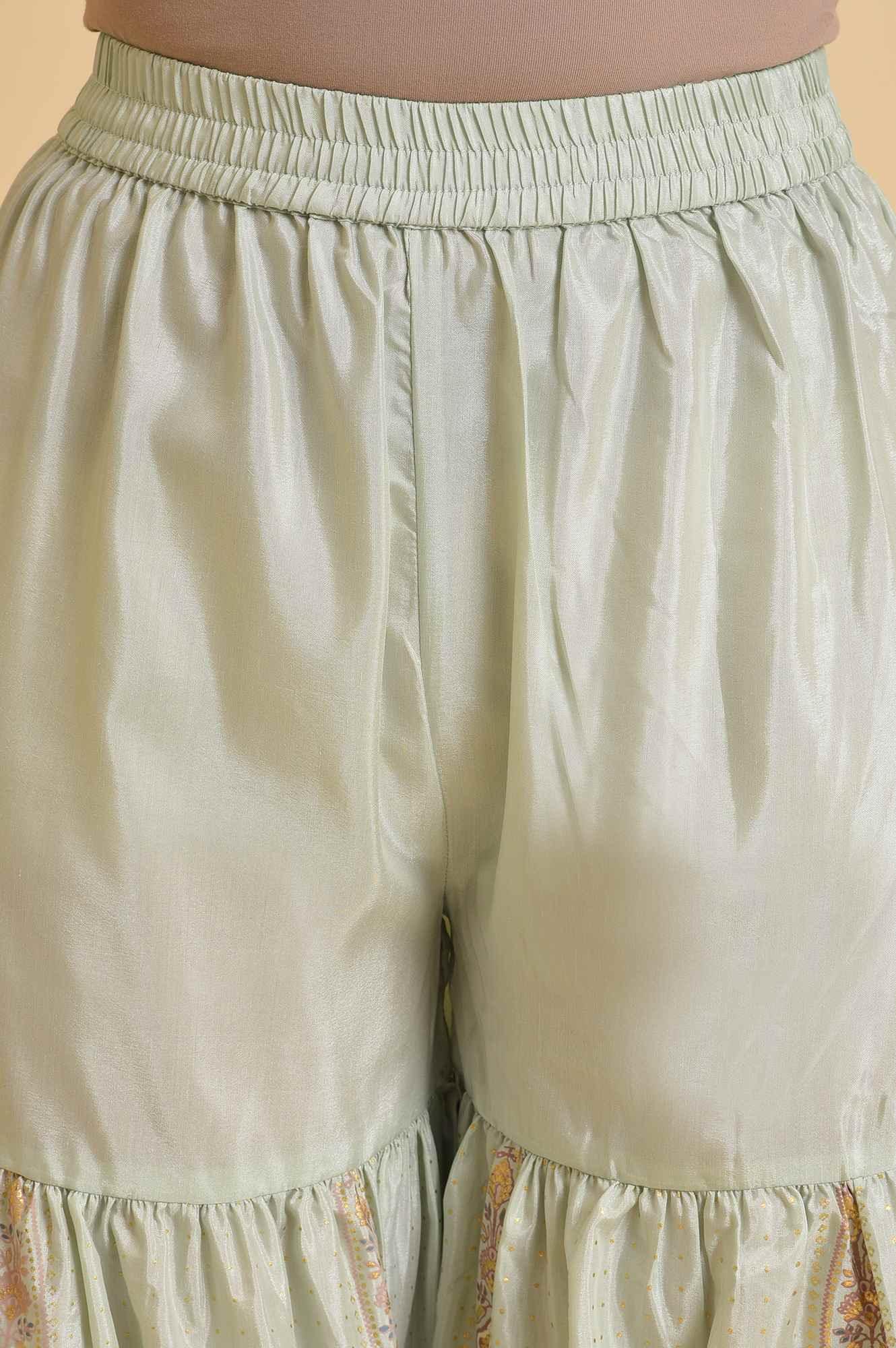 Dark Green Embellished Velvet kurta, Sharara And Dupatta Set - wforwoman