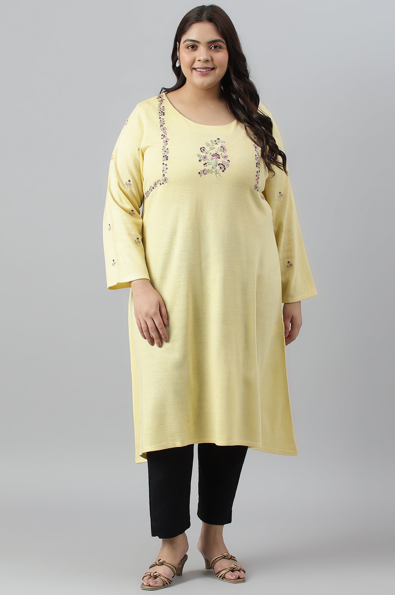 Kurti Mustard Plus Size Clothing Desi Noor Plus Size Georgette