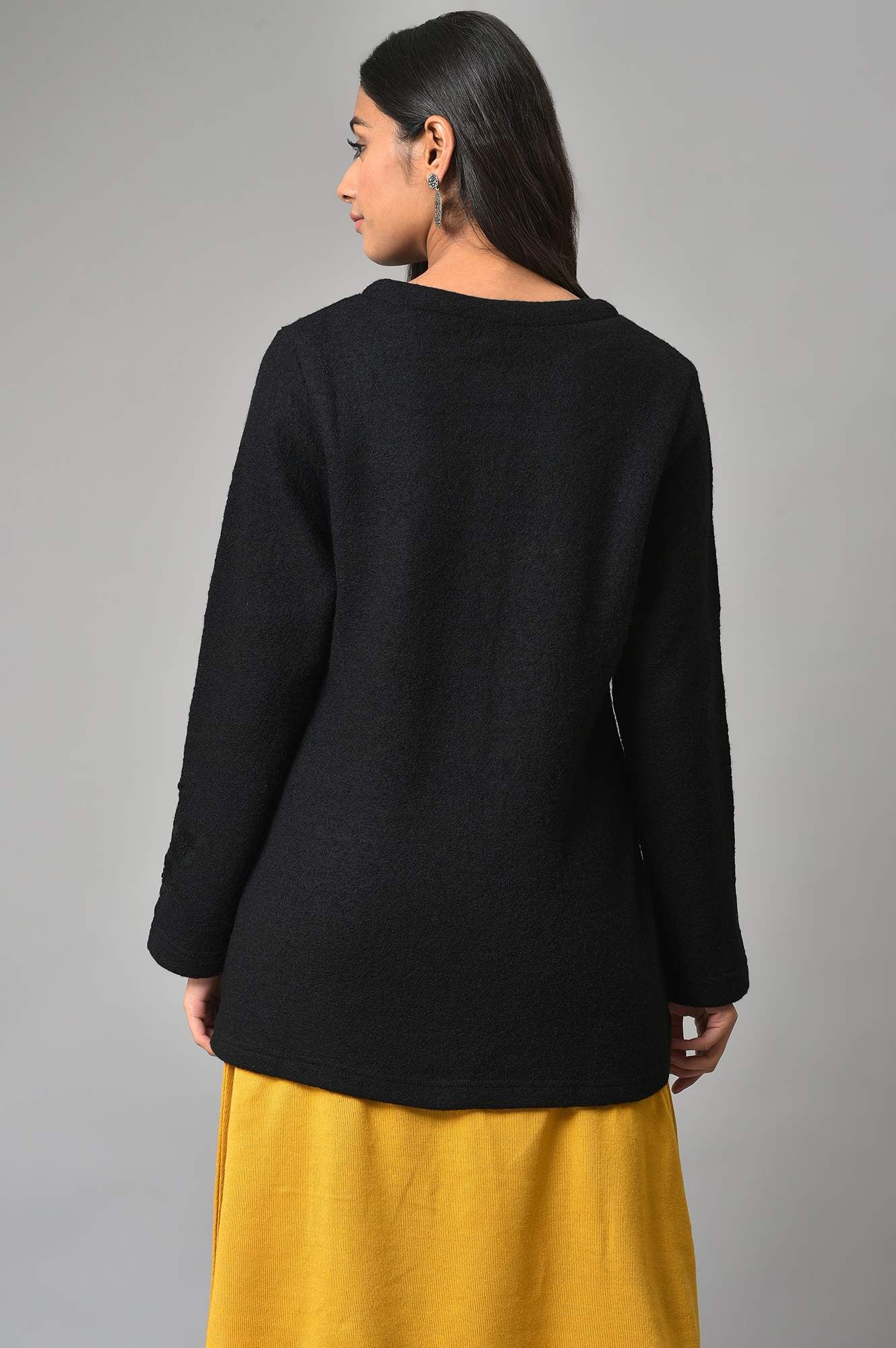 Black Woollen Short Winter Jacket