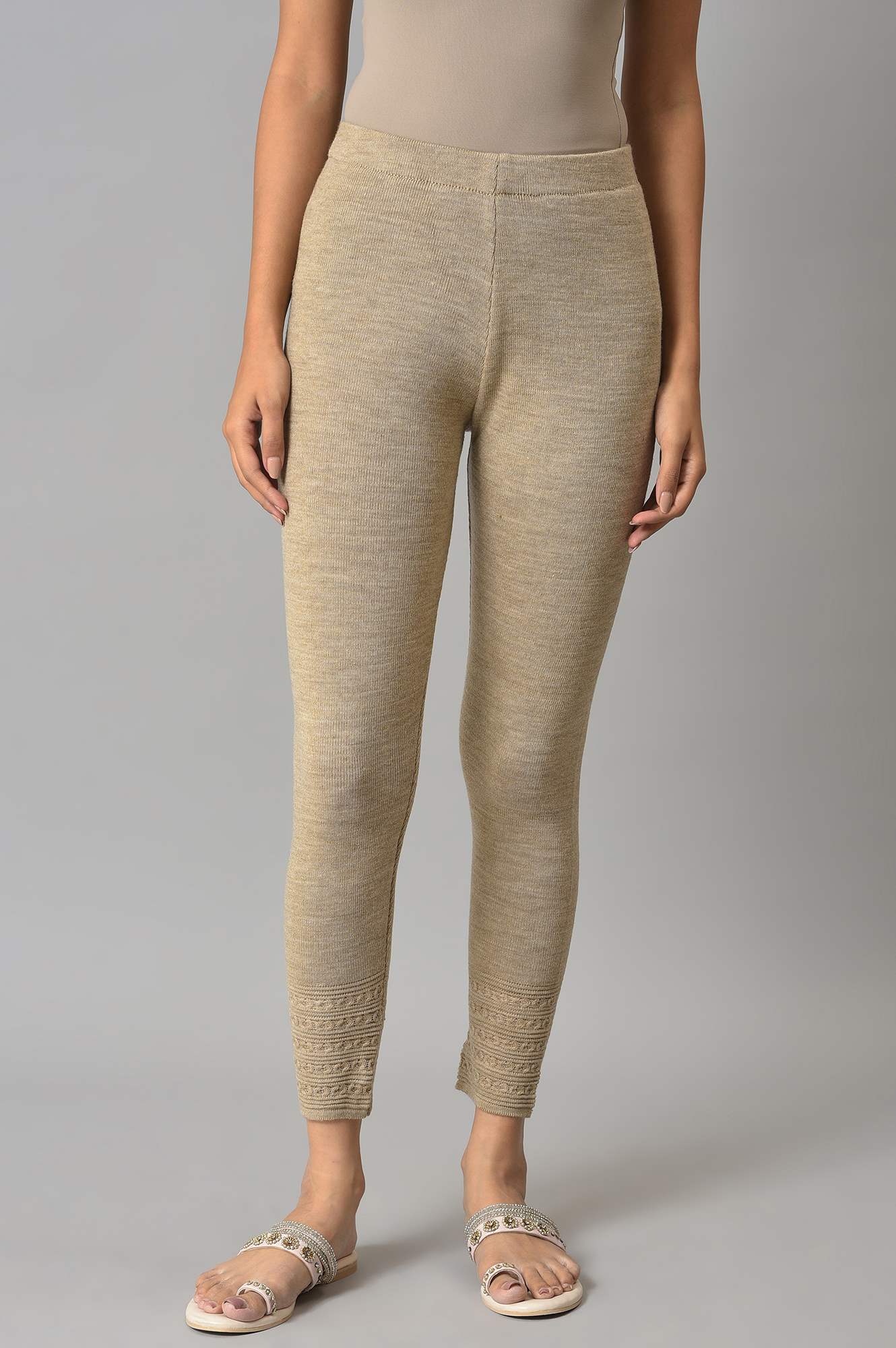 Natural Melange Knitted Winter Tights S - Main Image