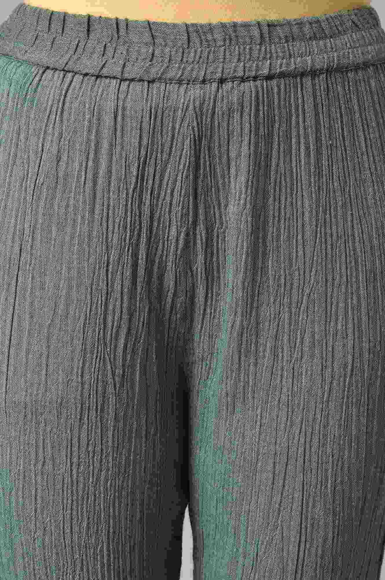 Green Printed Longline Jacket With kurta And Pants - wforwoman