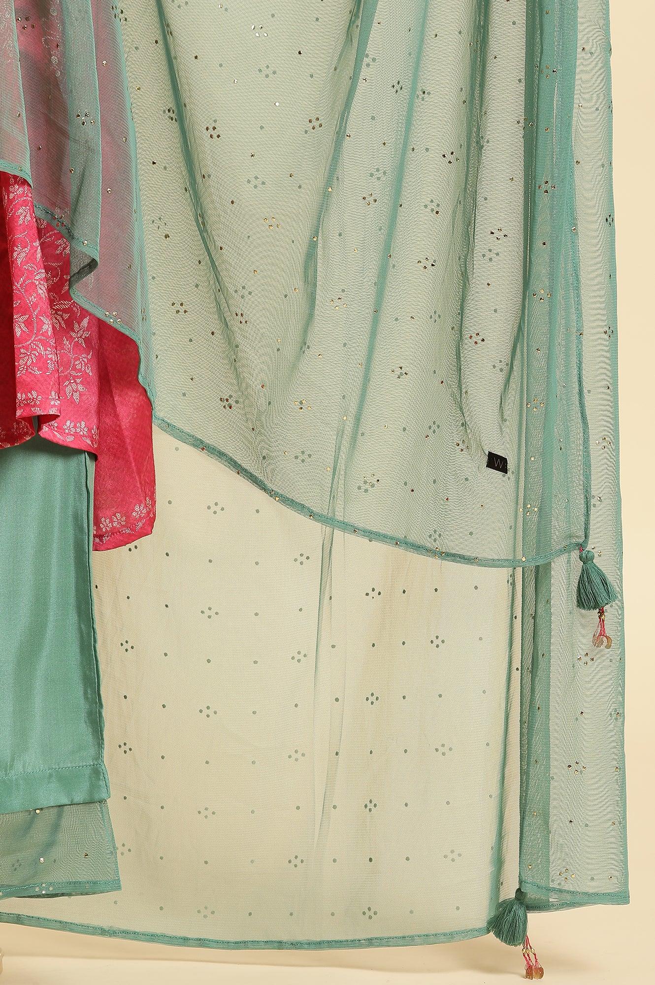 Pink Digital Printed Kurta, Pants And Dupatta Set - wforwoman