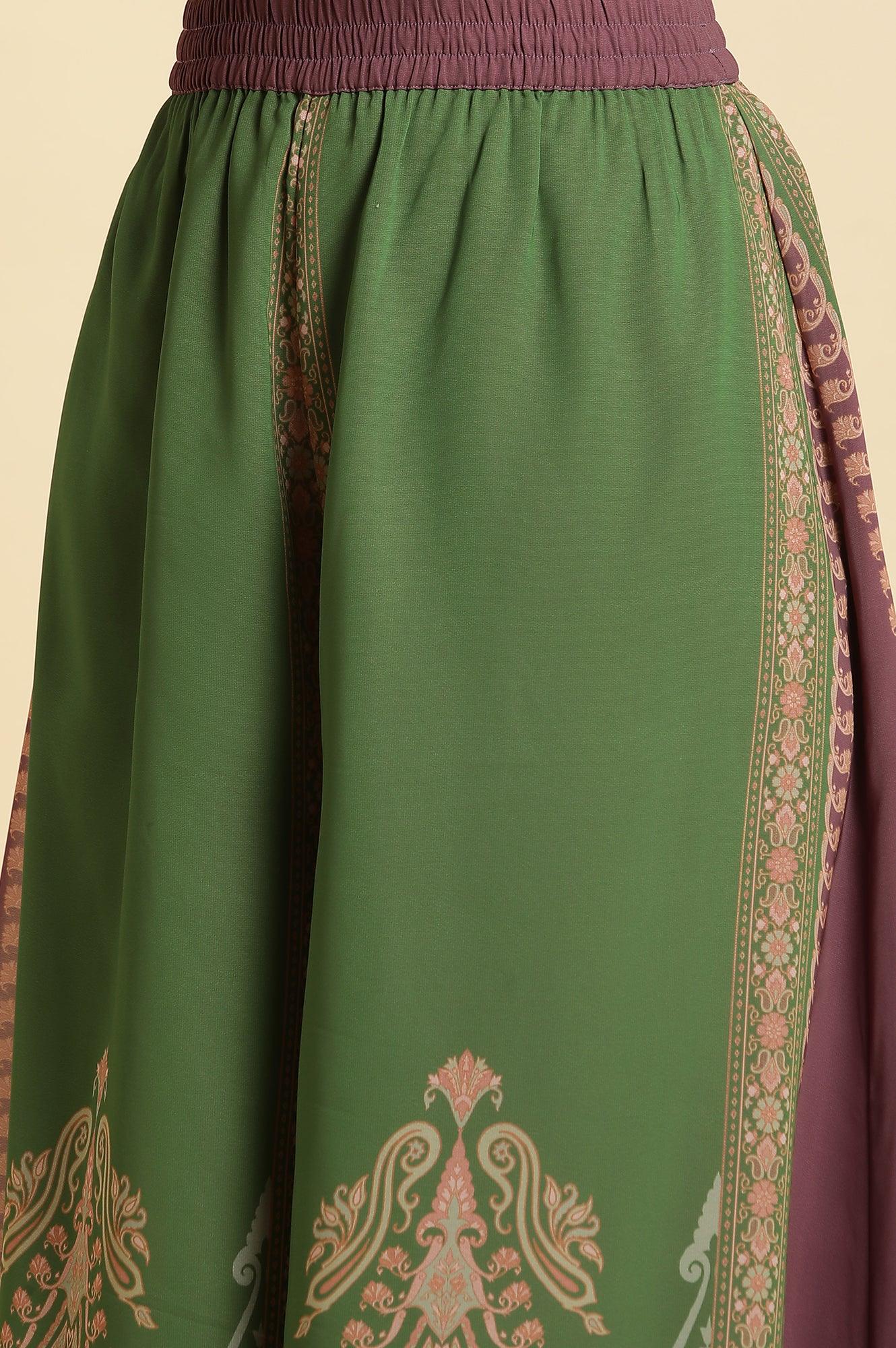 Green Placement Printed Georgette Kurta, Pants And Dupatta Set - wforwoman